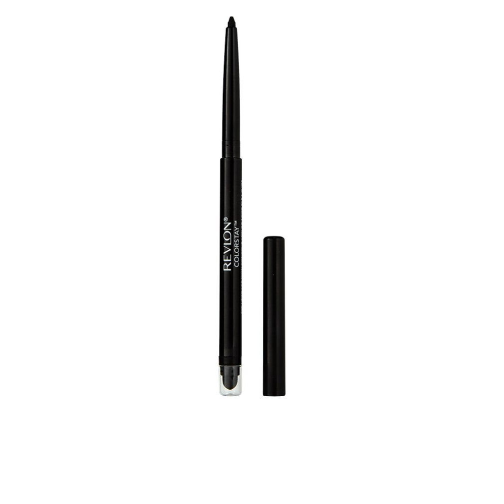 Schwarzer Eyeliner mit Kappe. Marke: Revlon Colorstay. Auf weißem Hintergrund.