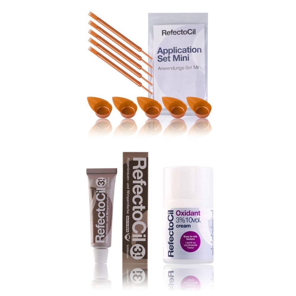 Refectocil Wimpernfarbe lichtbraun 3.1 & Oxidant Creme 3% Mini-Anwendungs Set 15 ml