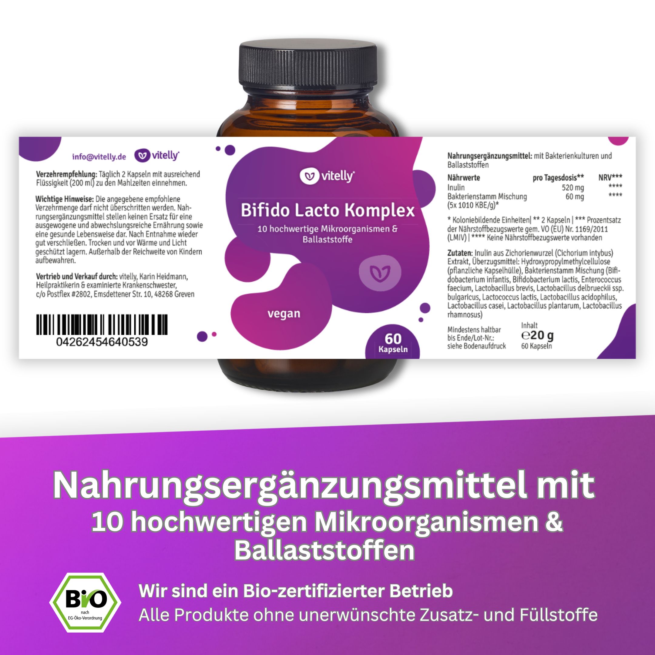 vitelly Bifido Lacto Komplex – 10 Mikroorganismen & Inulin