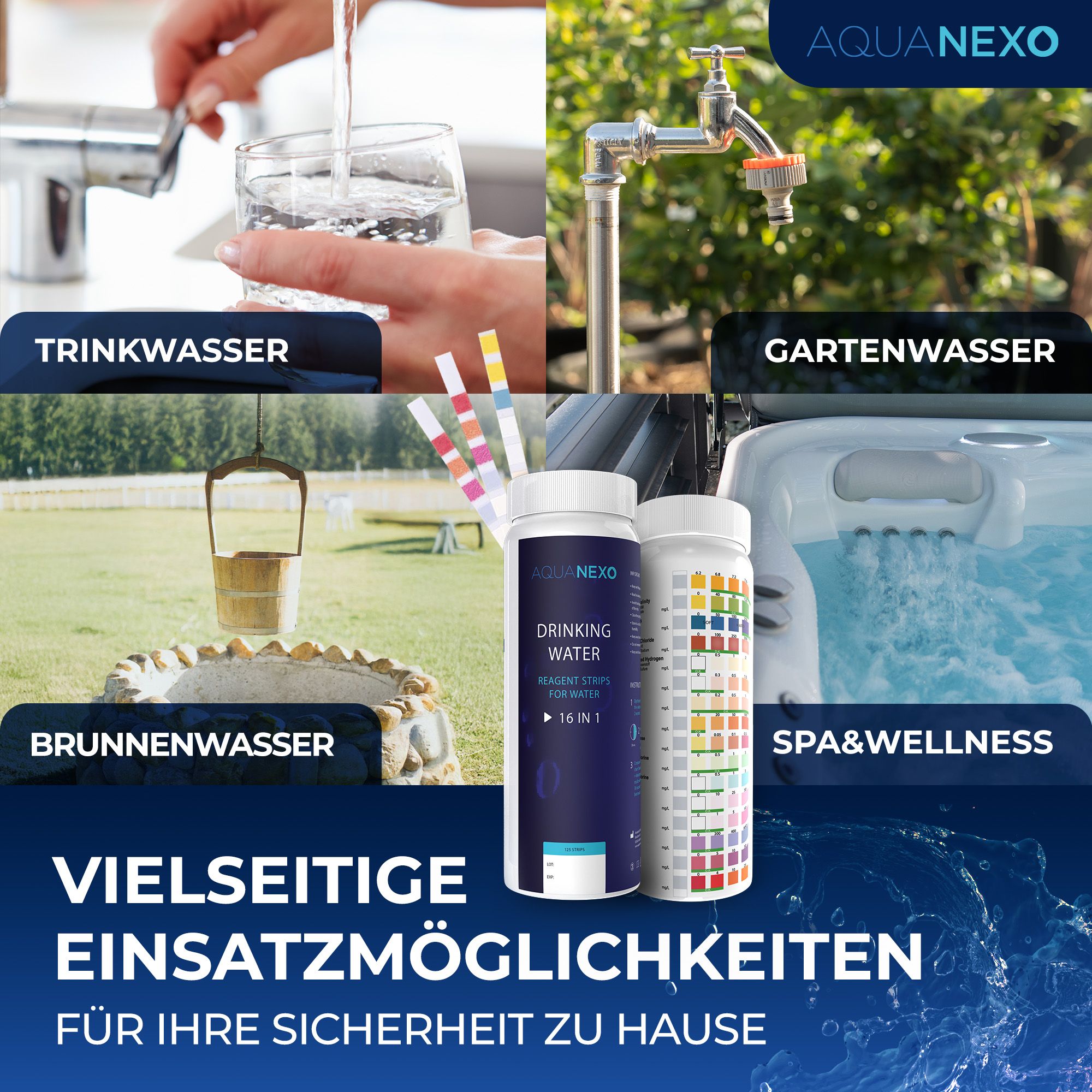 Aquanexo Trinkwasser Teststreifen  125 st. - 16 Werte messbar