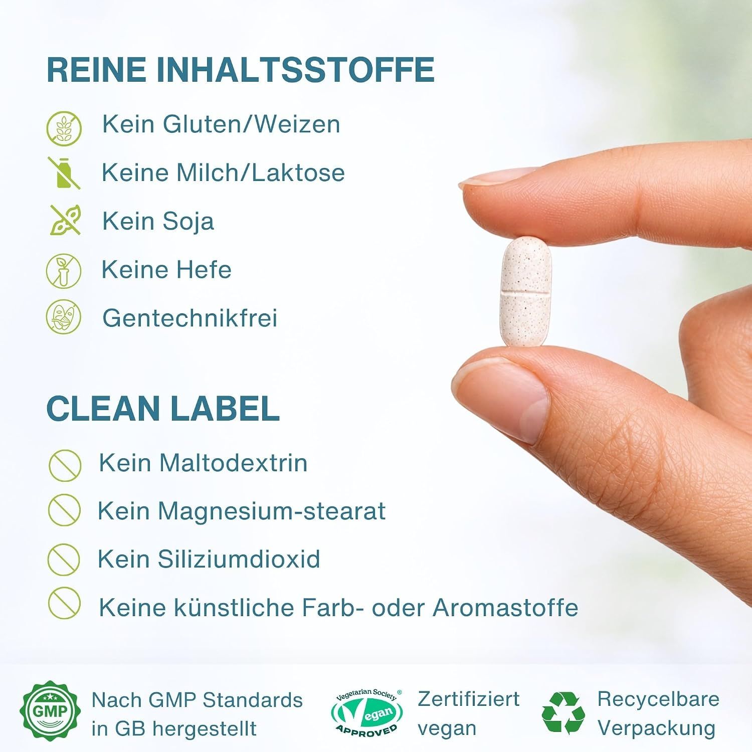 Flasche mit Vitamin C Tabletten, umgeben von Zitrusfrüchten und Papaya.