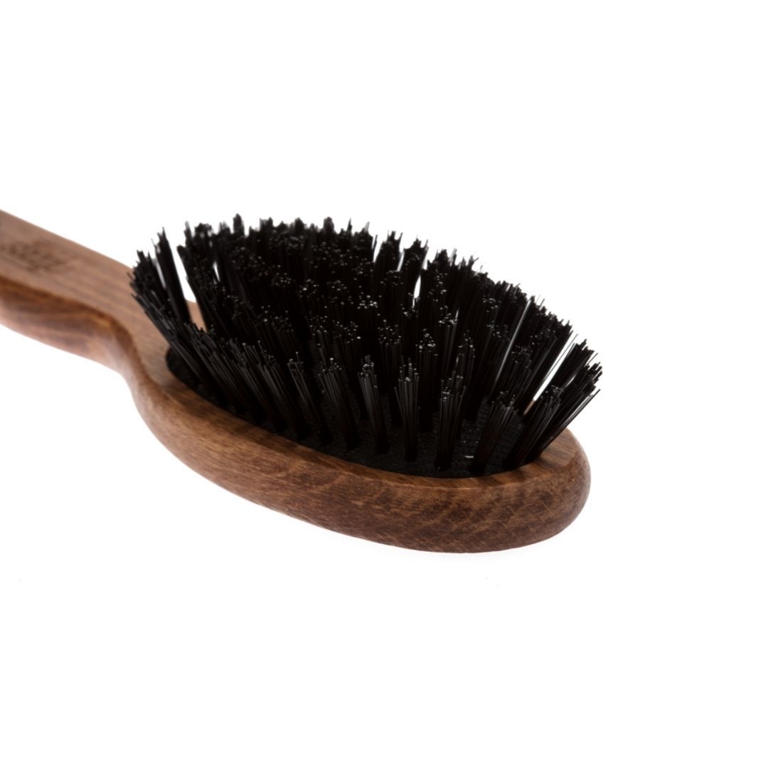 nippes Solingen Pneumatikbürste, klein oval, Rosshaar-Nylon-Mix. Buche braun