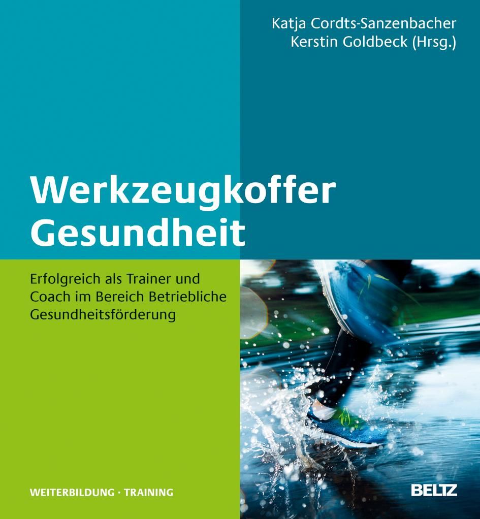 Buchcover mit Titel "Werkzeugkoffer Gesundheit". Autoren: Katja Cordts-Sanzenbacher, Kerstin Goldbeck. Motiv: Läufer im Wasser.