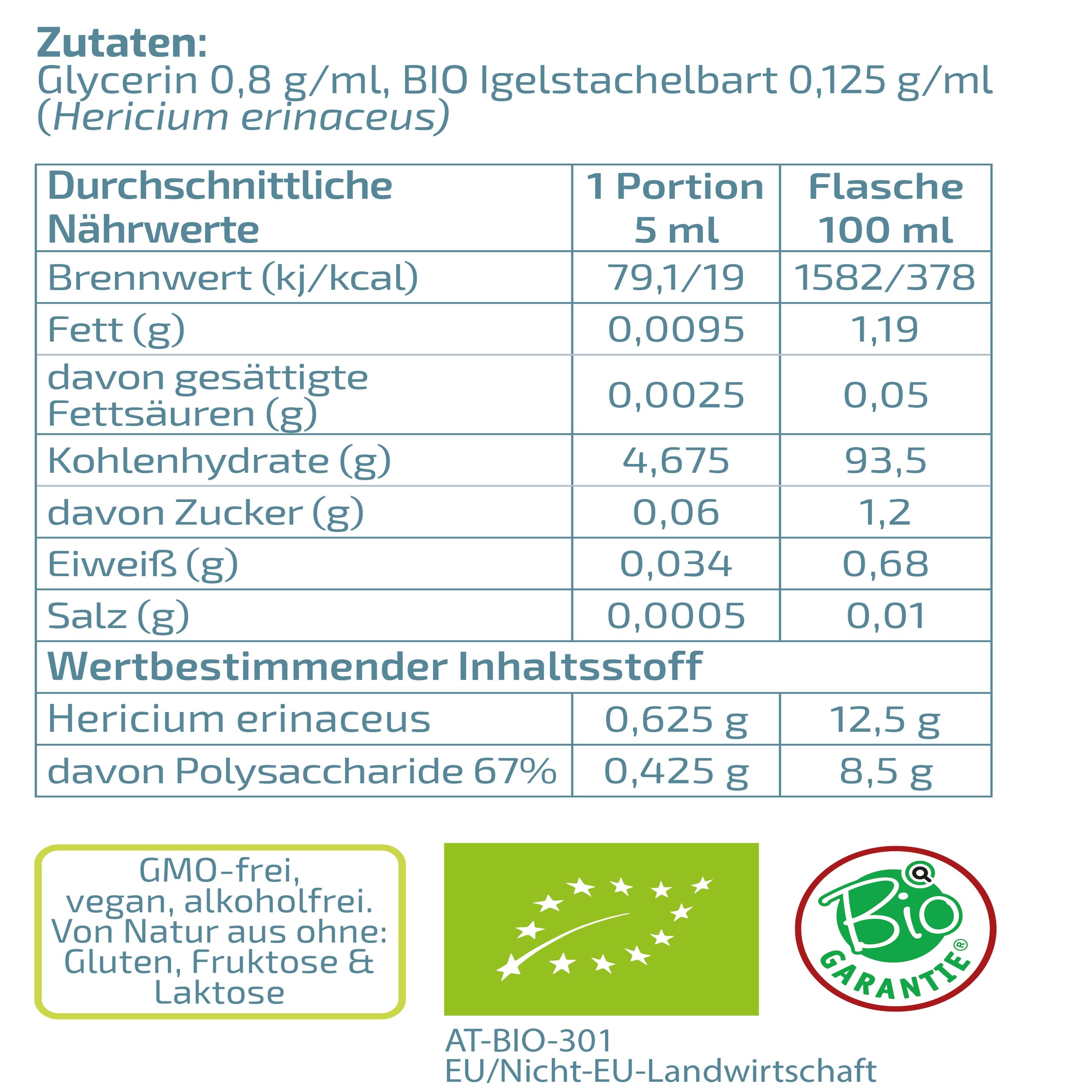 BEAUVITAL® Bio Hericium Kurextrakt | Flüssiger Vollauszug durch Dual-Extraktion