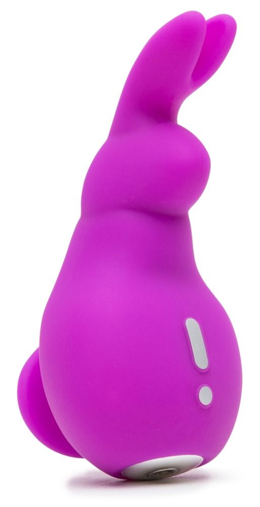 Lila Vibrator in Hasenform. Mit zwei Knöpfen und einem Schwanz. Aus Silikon.