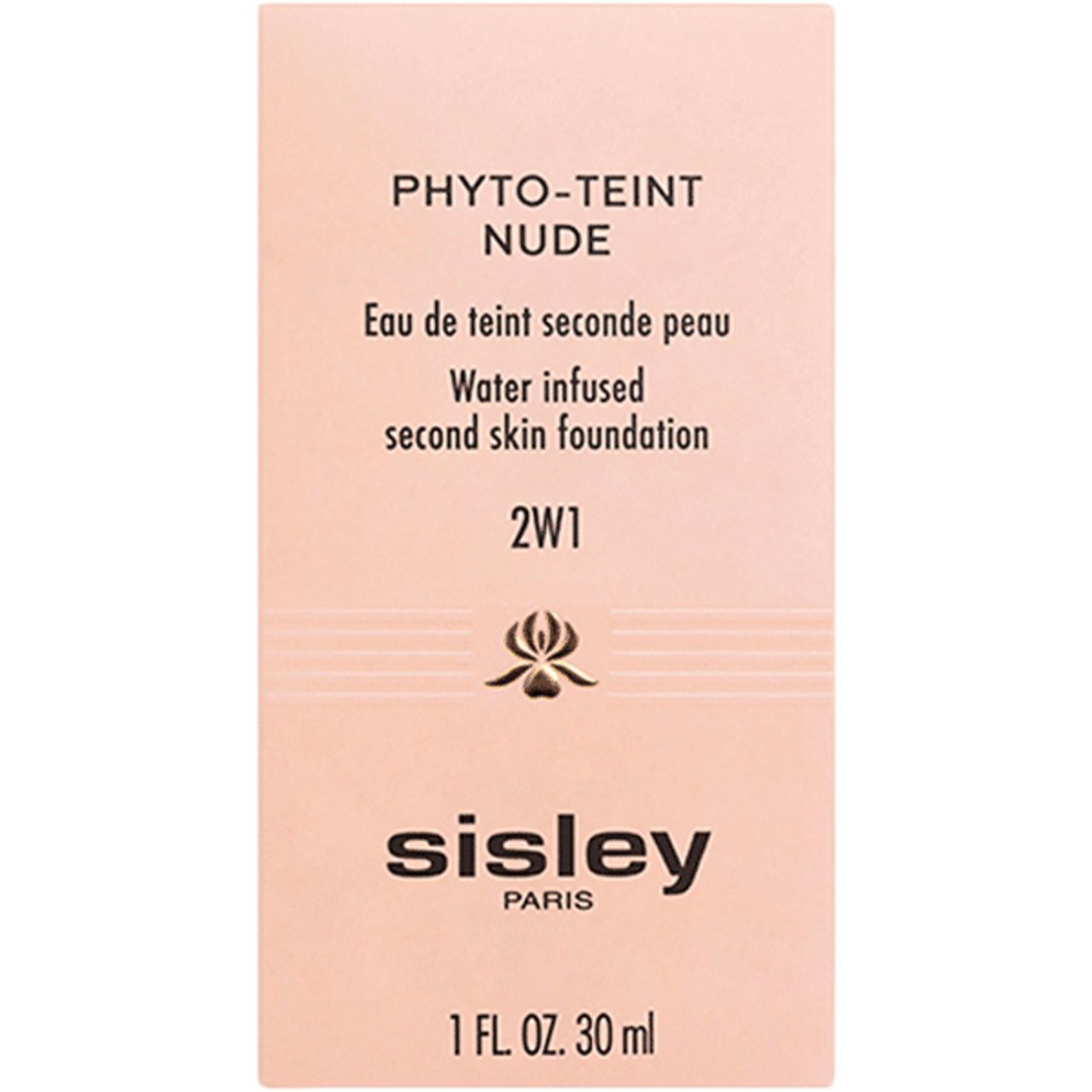 Rosa Verpackung mit Aufschrift: Phyto-Teint Nude, Eau de teint seconde peau, Water infused second skin foundation, 2W1, Sisley Paris, 1 FL. OZ. 30 ml.