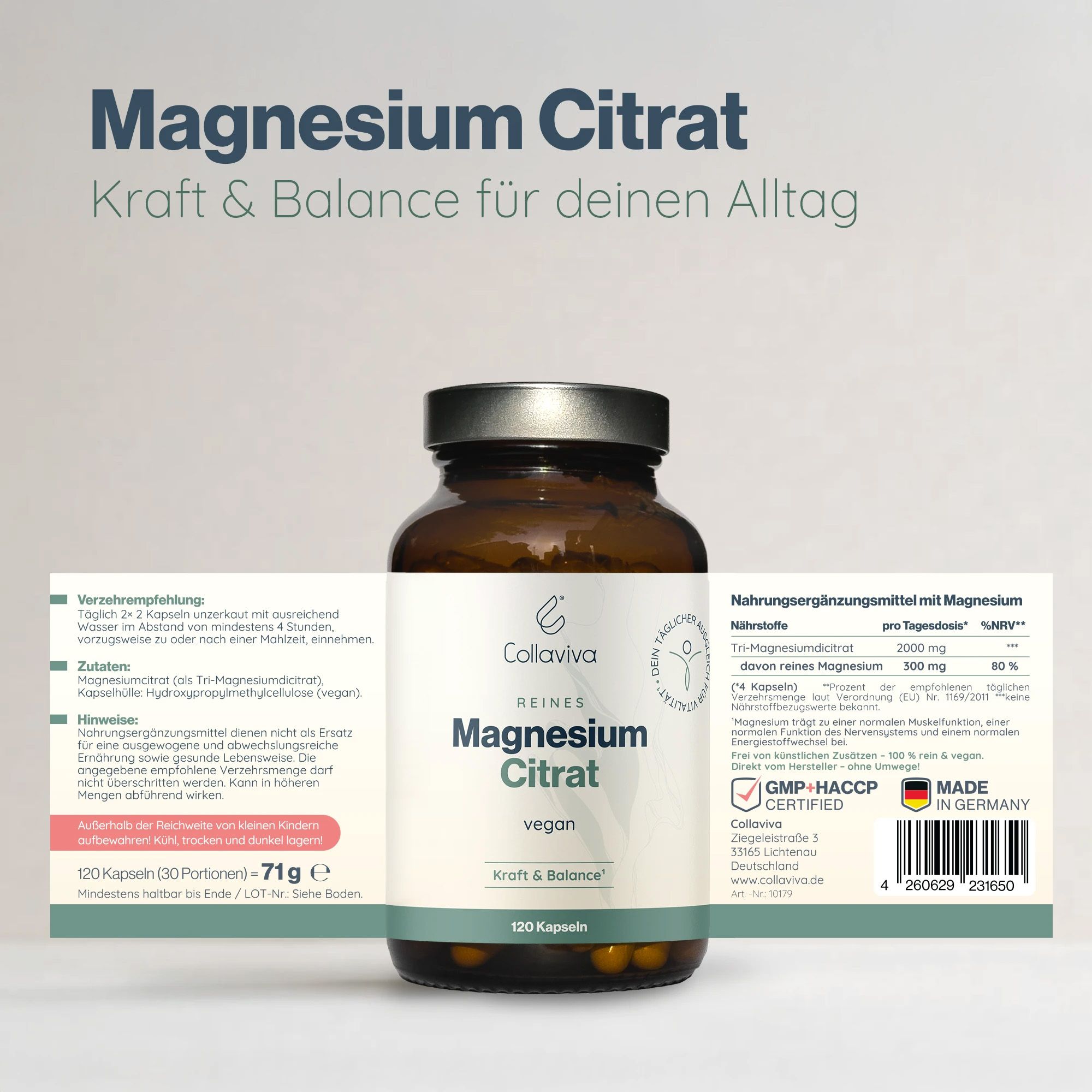 Collaviva Magnesium Citrat vegan  Kapseln