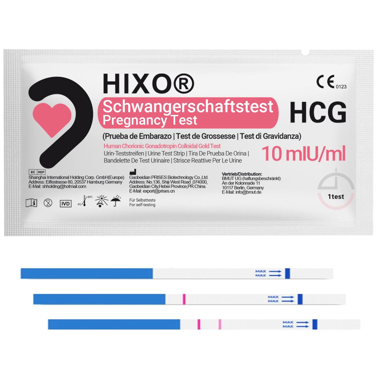 HIXO ultraempfindlicher Schwangerschaftstest 10 miu/ml
