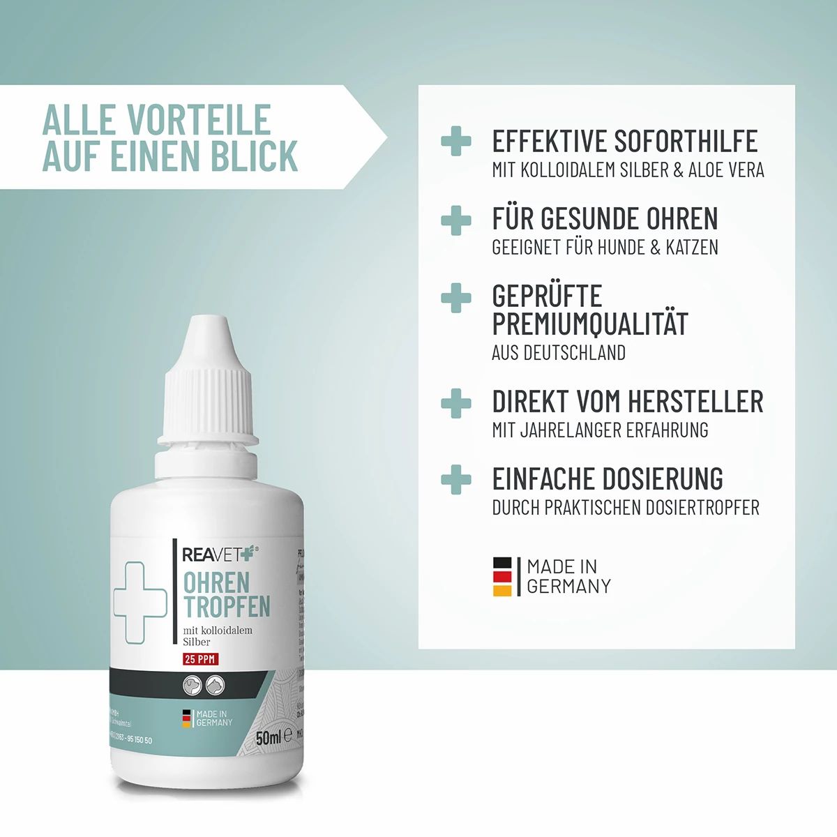 Ohrentropfen mit kollodialem Silber - ReaVET 50 ml