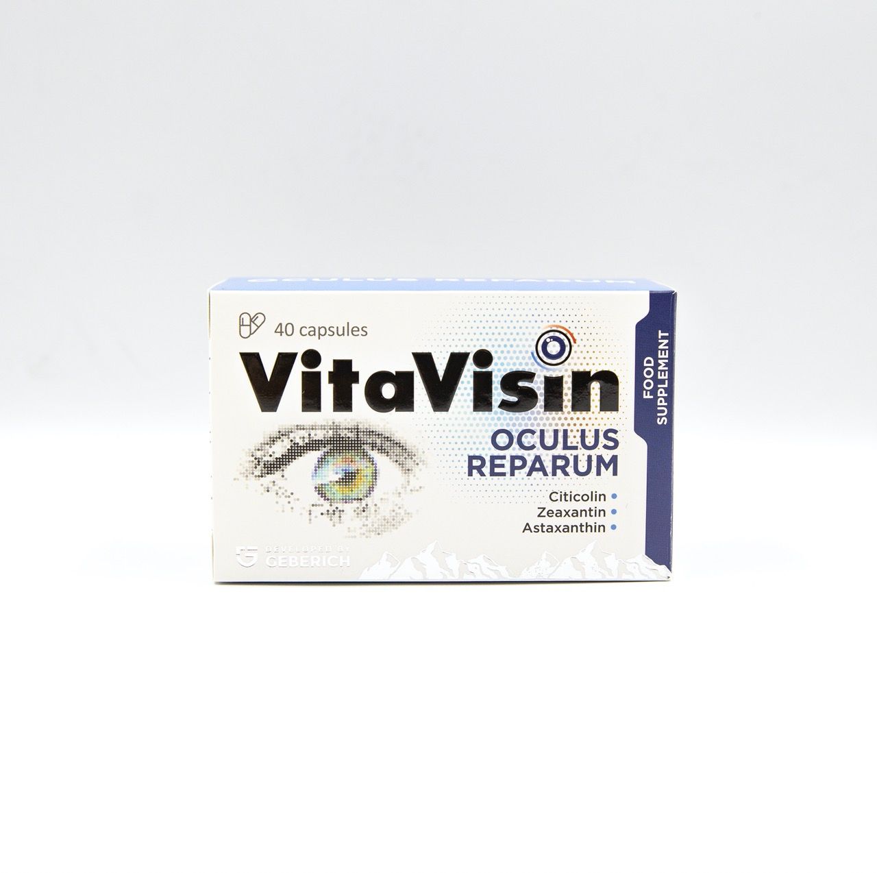 Scatola VitaVisin, Oculus Repararum, 40 capsule. Ingredienti: Citicolina, Zeaxantina, Astaxantina.