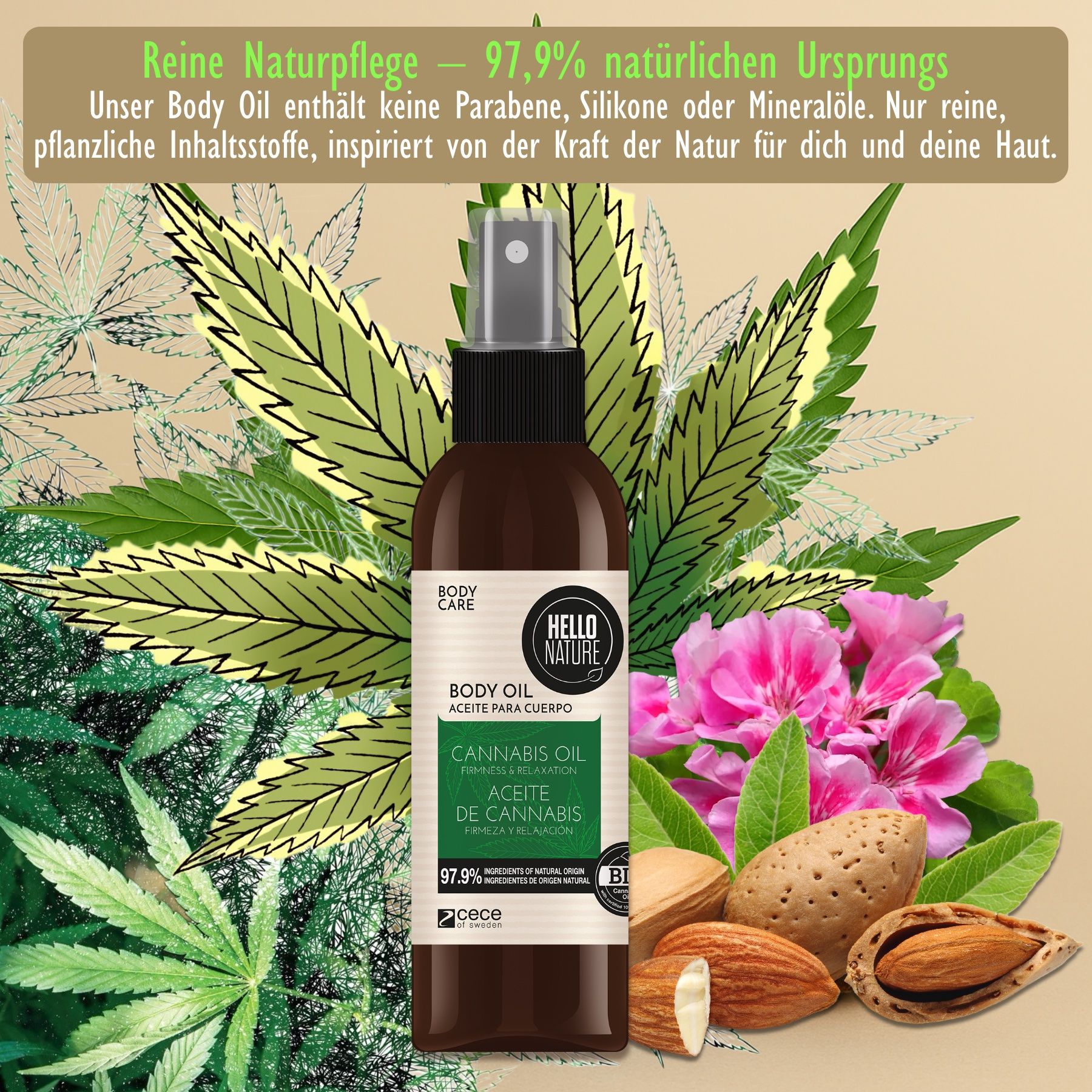 Hello Nature Gesicht Body Öl Hanf Cannabis für Körperpflege