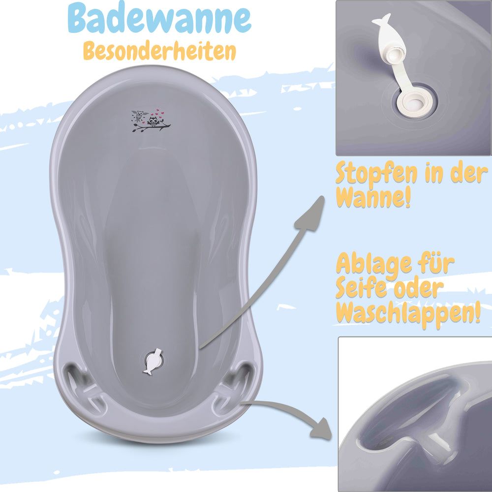 Babykajo 4 Set Baby Badewanne mit Gestell + Wanneneinsatz + Abfluss.