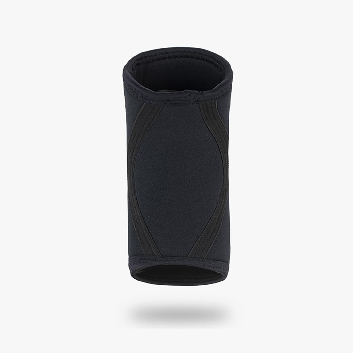 Schwarze Armbandage. Neopren. Vertikale Ansicht. Schatten.