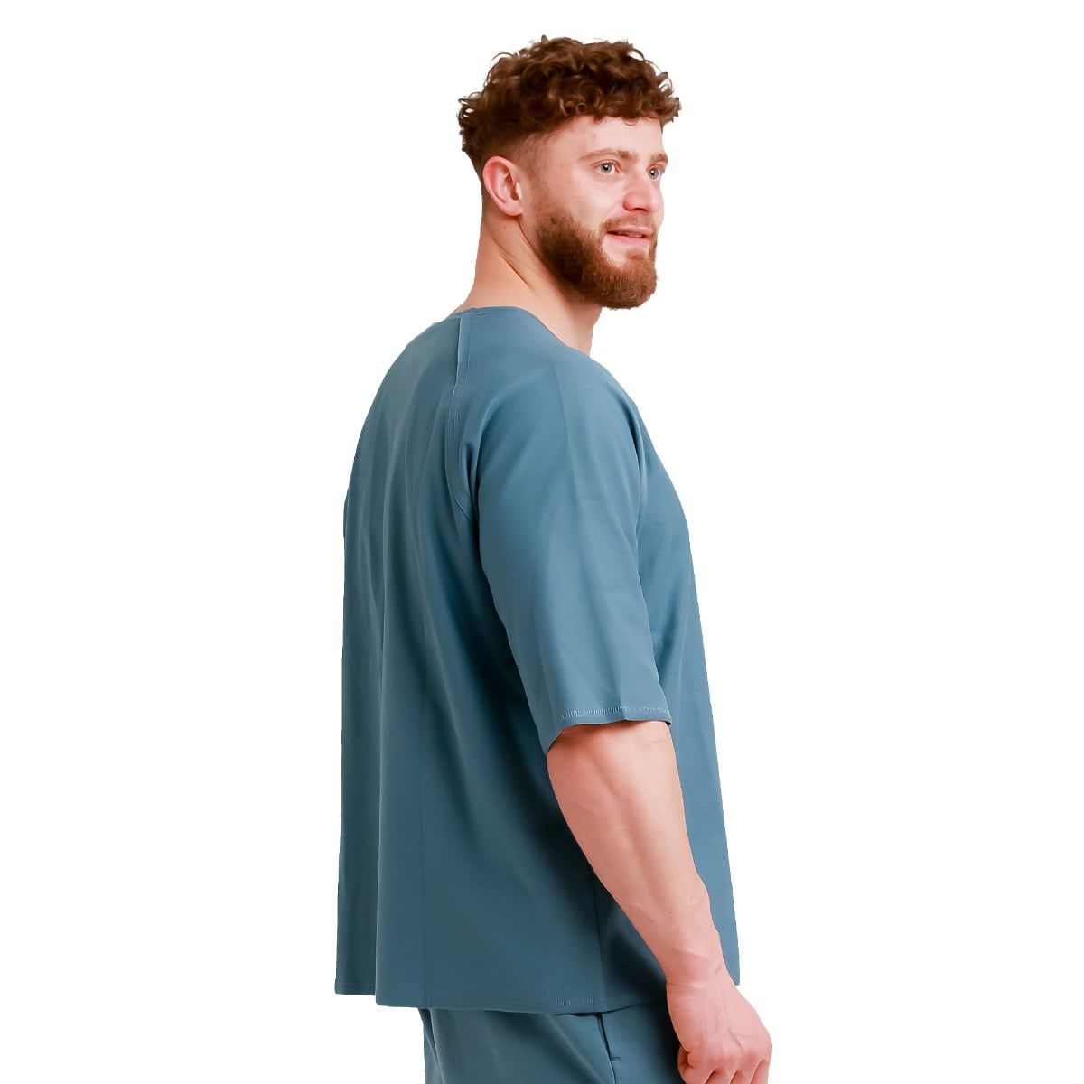 GymBeam T-Shirt Herren Oversized Kurzarm aus Baumwolle Unity Blau