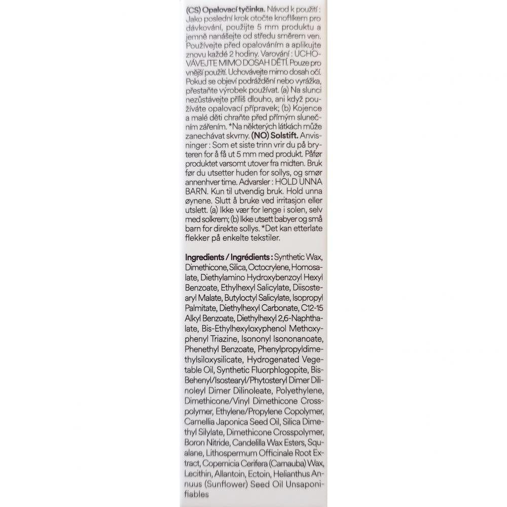 Inhaltsstoffliste mit chemischen Bezeichnungen und Produktinformationen.