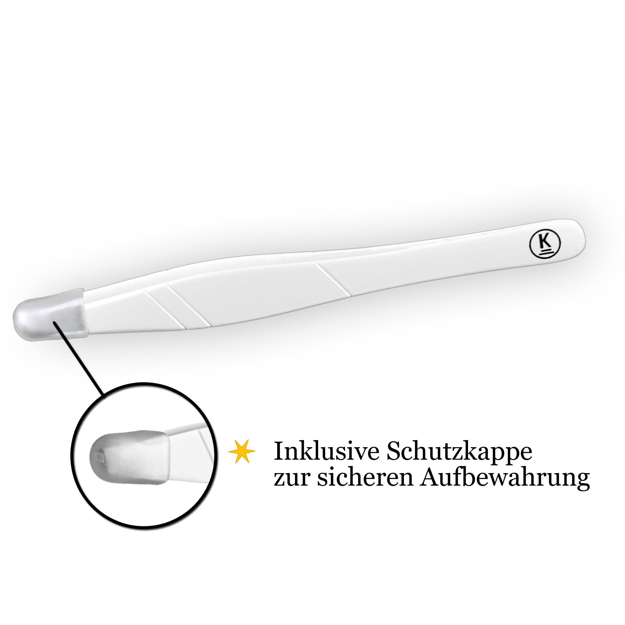 K-Pro Pinzette zur Haarentfernung Schräg Profi Edelstahl (Weiß)