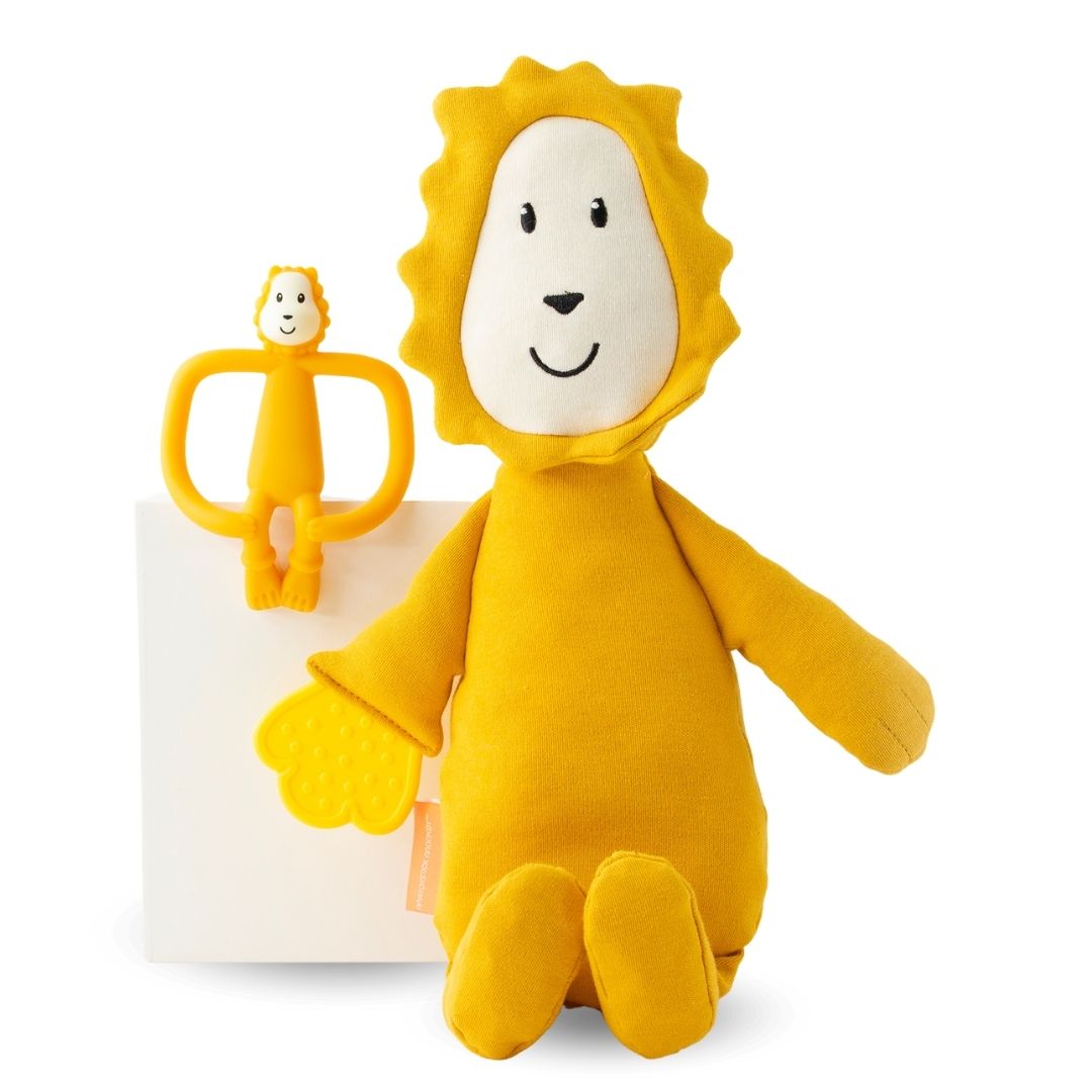 Matchstick Monkey Geschenkset – Beißring & Plüschtier mit Beißapplikation