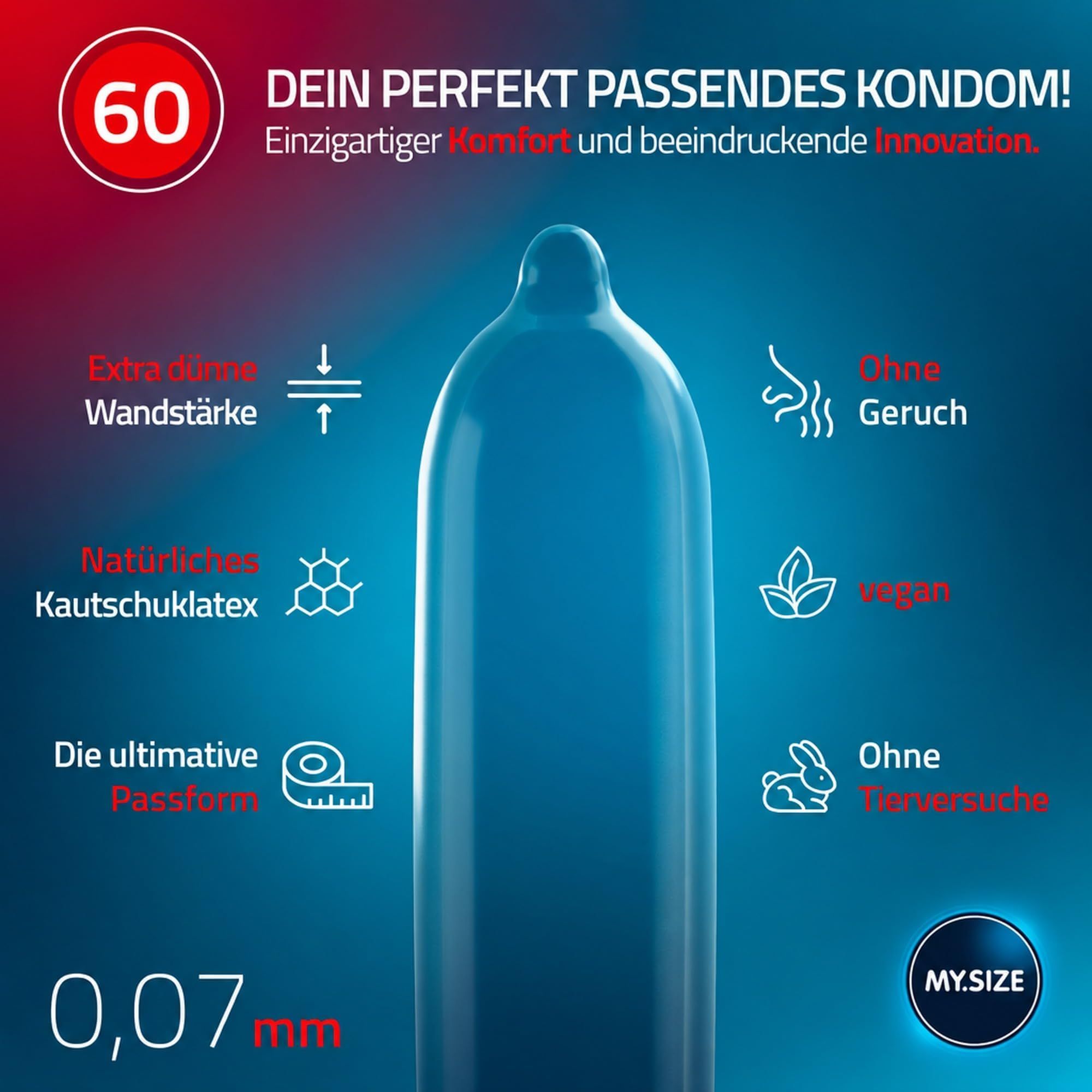 MY.SIZE Kondom, 0,07 mm dick, aus Naturkautschuklatex, vegan.