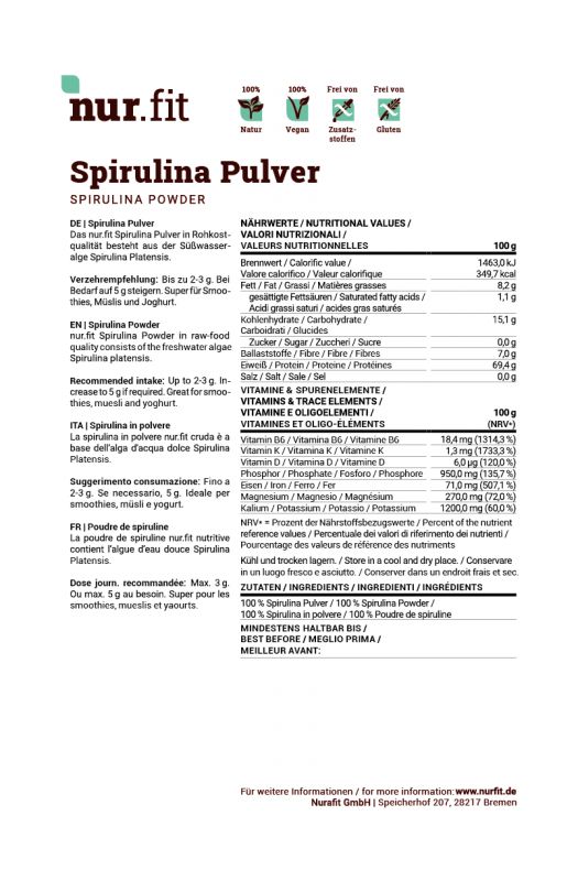 nur.fit Spirulina Pulver