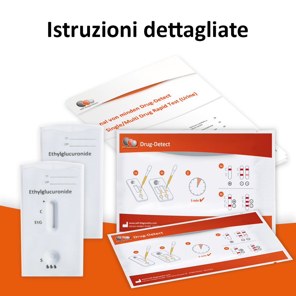 Diverse schede di test e istruzioni. Drug-Detect. Istruzioni dettagliate.