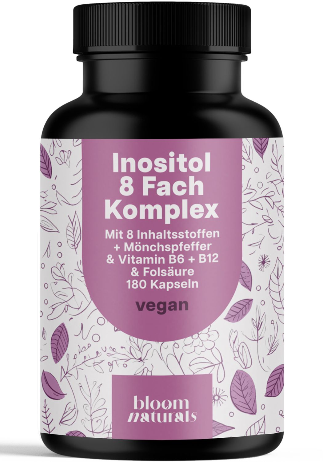 Inositol Komplex - 180 Kapseln Mit Mönchspfeffer, Zink, Eisen & B-Vitaminen Bloom Naturals® 85 g