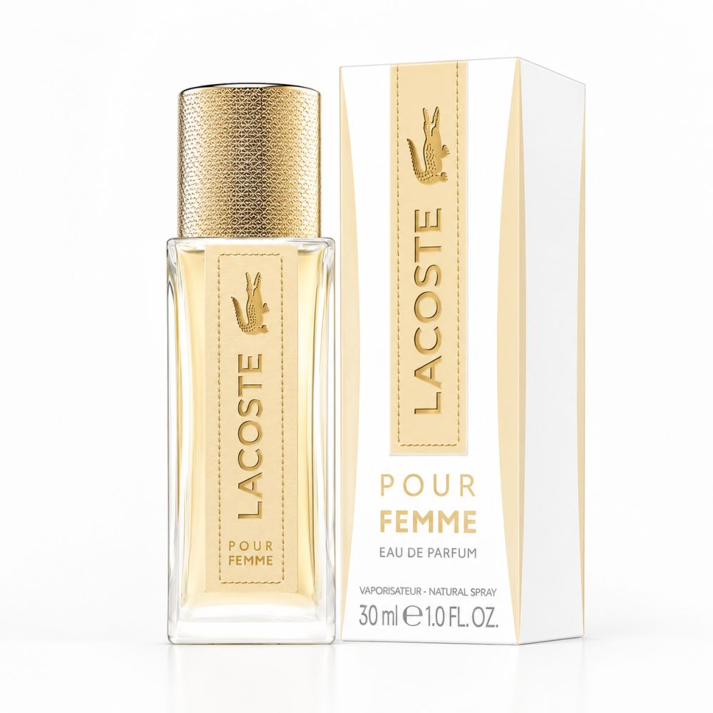 Lacoste Pour Femme Eau de Parfum Flakon und Karton.