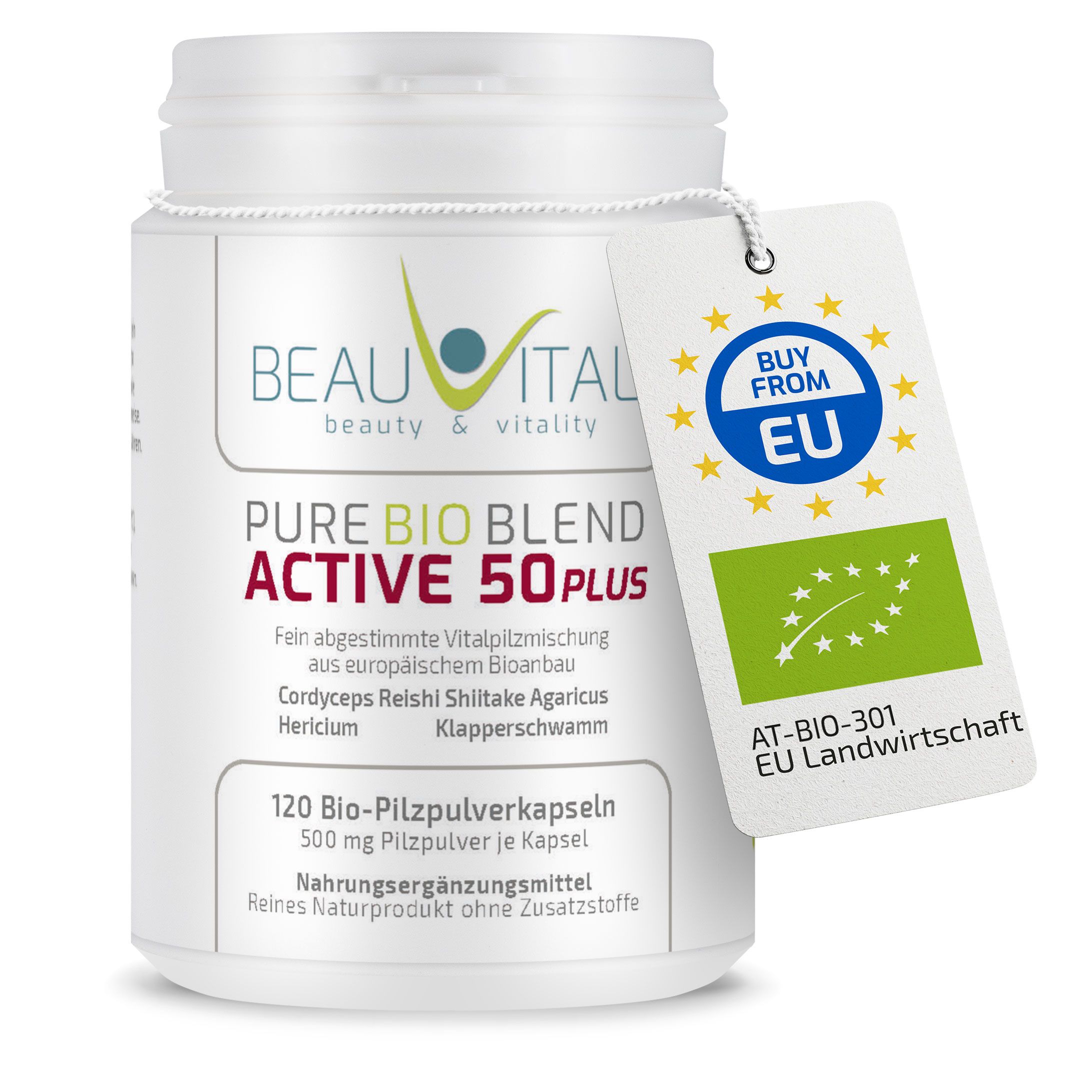 BEAUVITAL® Active 50plus Bio Vitalpilze Kapseln, Cordyceps Hericium Reishi Agaricus Maitake Shiitake