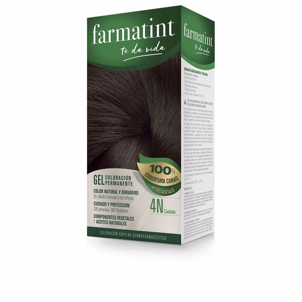 Farmatint-Box. 4N-Haarfarbe, braun. 100% Grauhaarabdeckung. Gel-Formel. Natürliche Inhaltsstoffe. Dauerhafte Coloration.