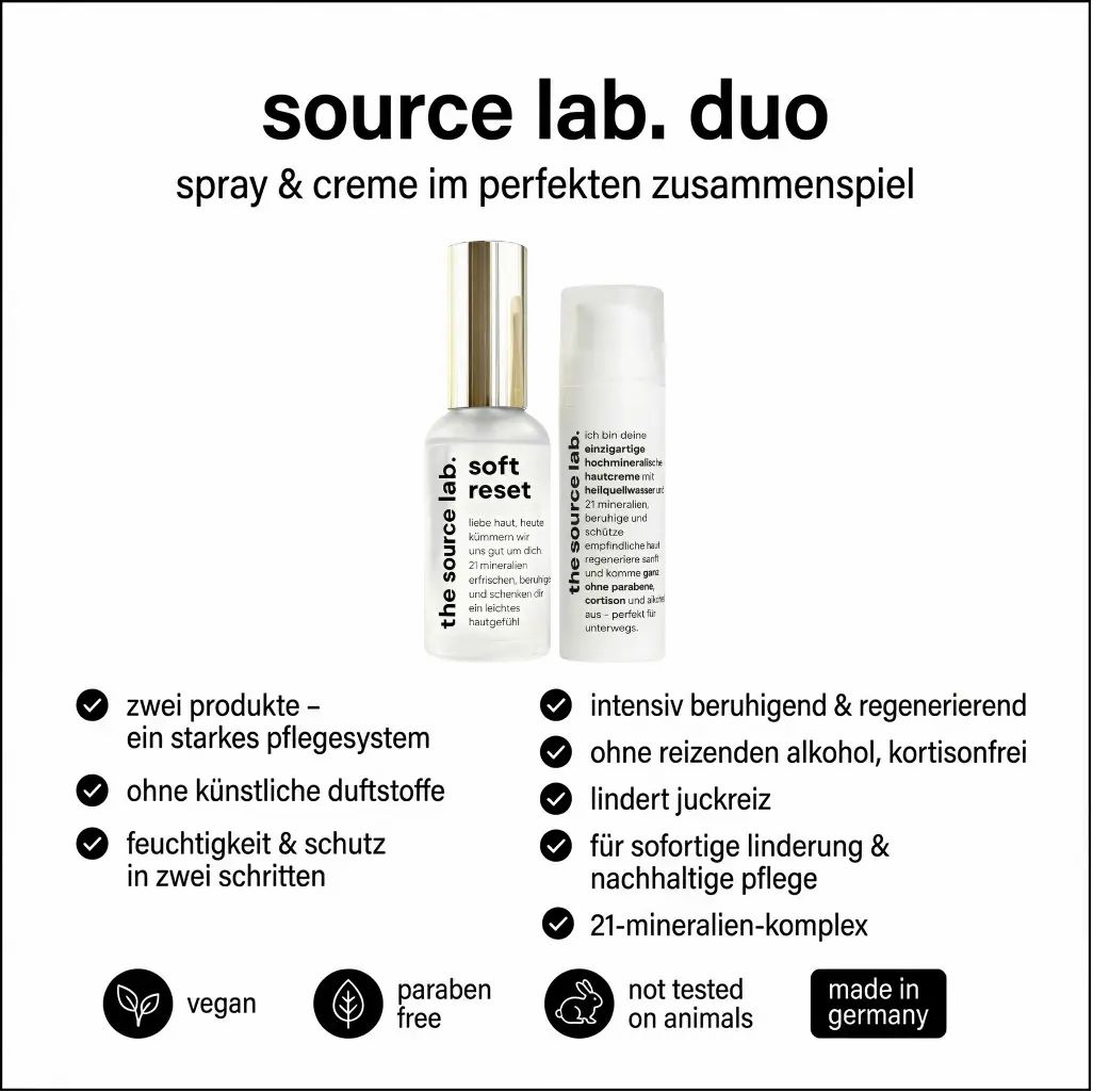 the source lab. Duo Hautpflegeset – Beruhigende Pflege für sensible Haut (Spray & Creme)
