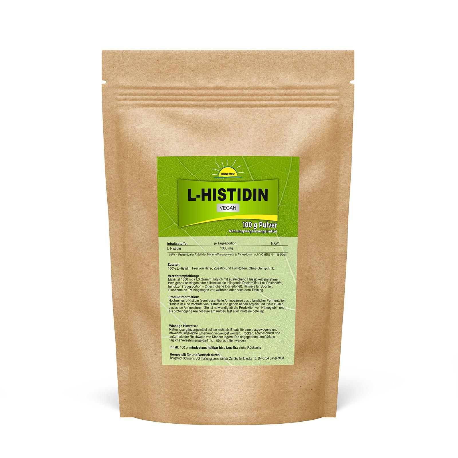Bonemis® L-Histidin, veganes Pulver, ohne Zusatzstoffe 0,1 kg Pulver