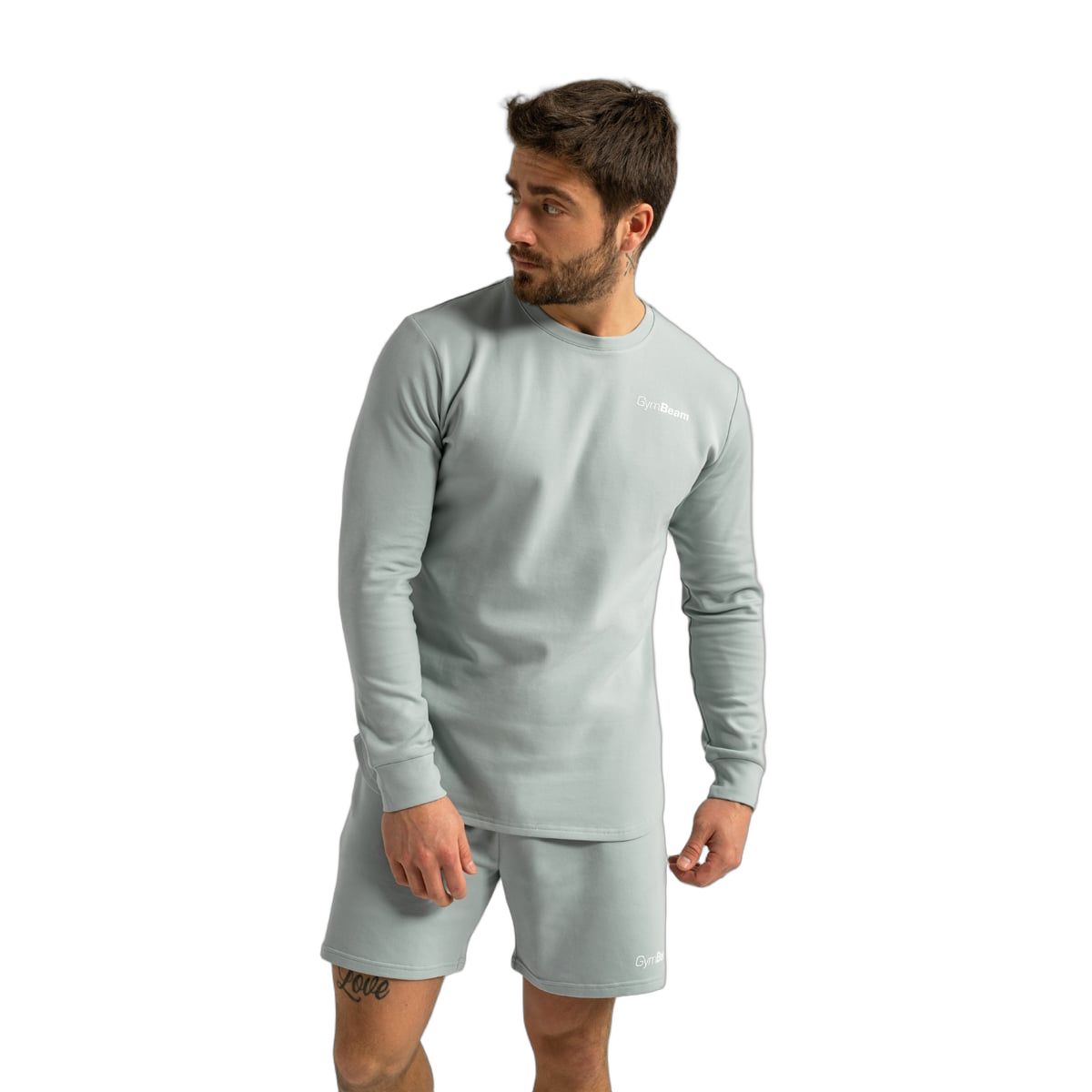 GymBeam Sweatshirt Herren slim ohne Kapuze in Eucalypt