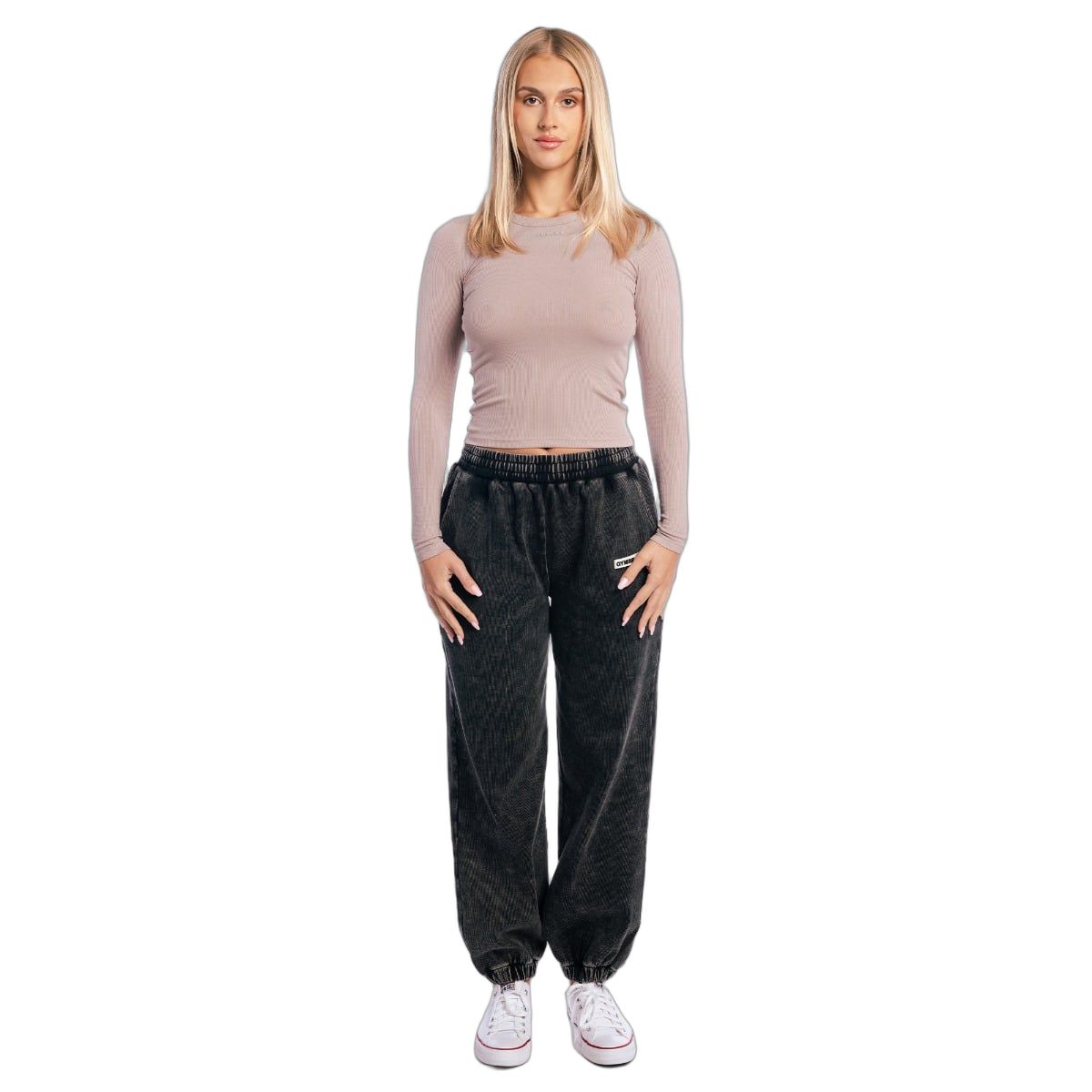 GymBeam Langarm Shirt Damen Aura slim mit rundem Ausschnitt in Roux