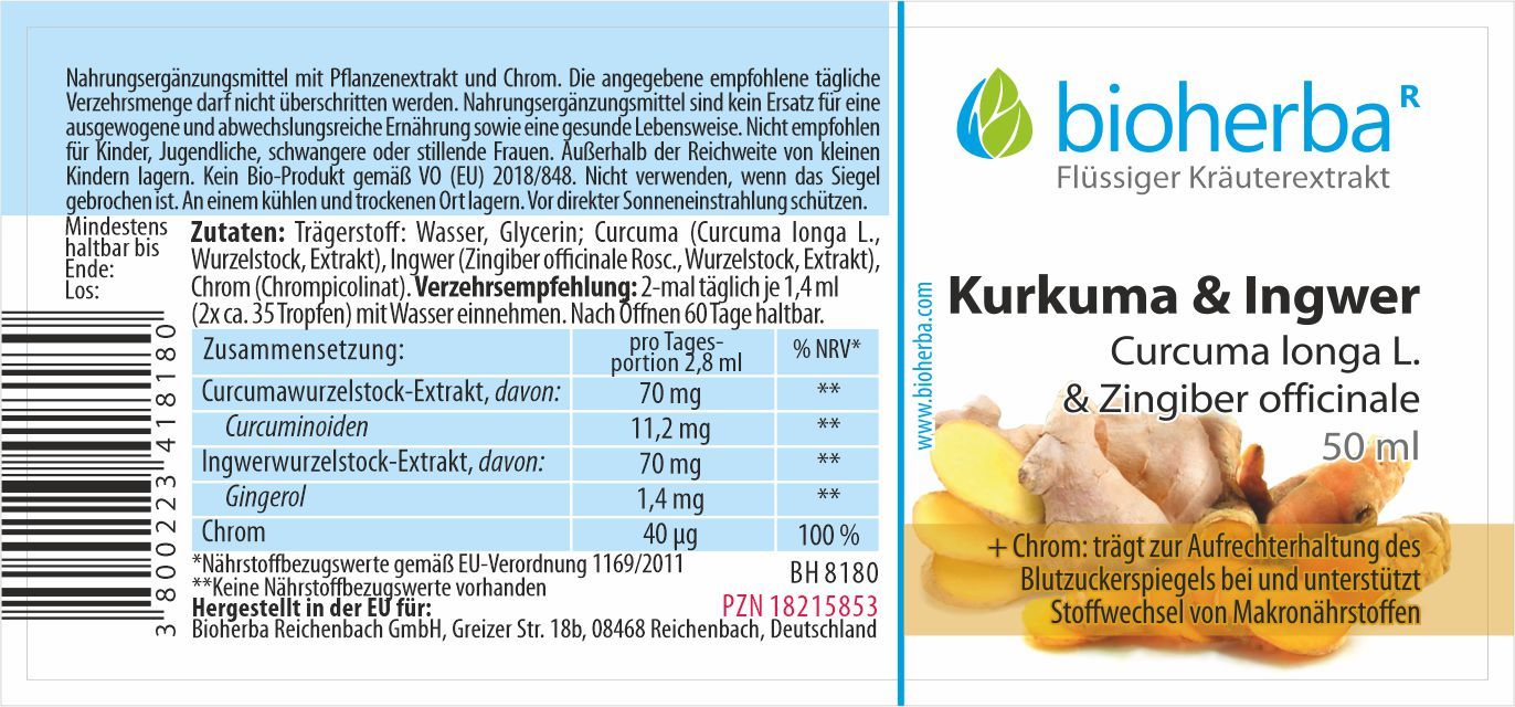 Kurkuma & Ingwer Tropfen Tinktur 50 ml PZN 18215853