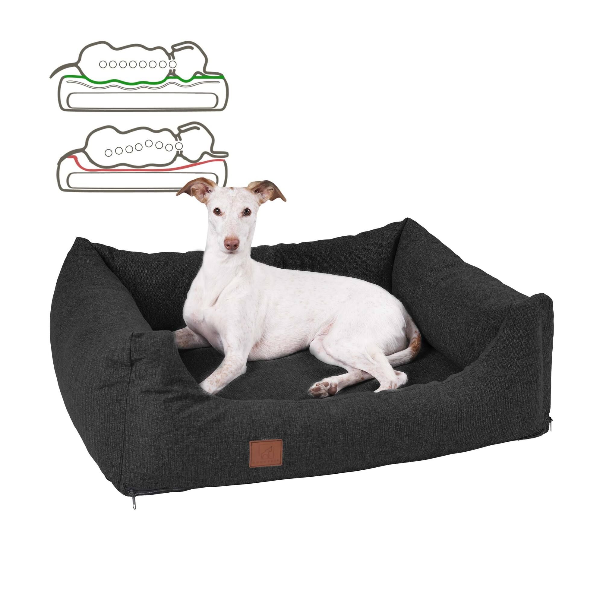 orthopädisches Hundebett 'Tessa', Easy Clean-Webstoff, Farbe Dunkelgrau 120 x 90