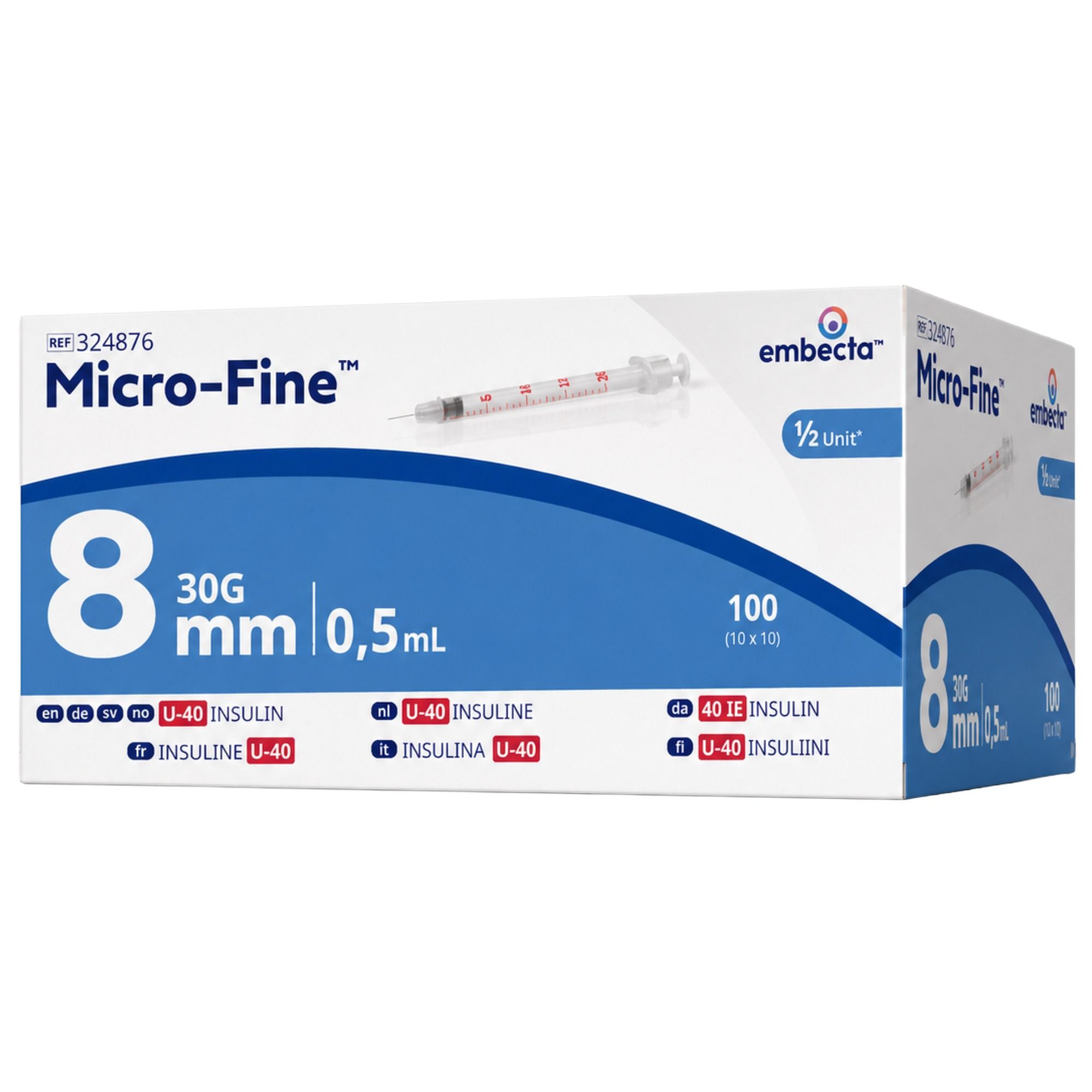 embecta Micro-Fine+ U40 Insulinspritze 0,5 ml 30G