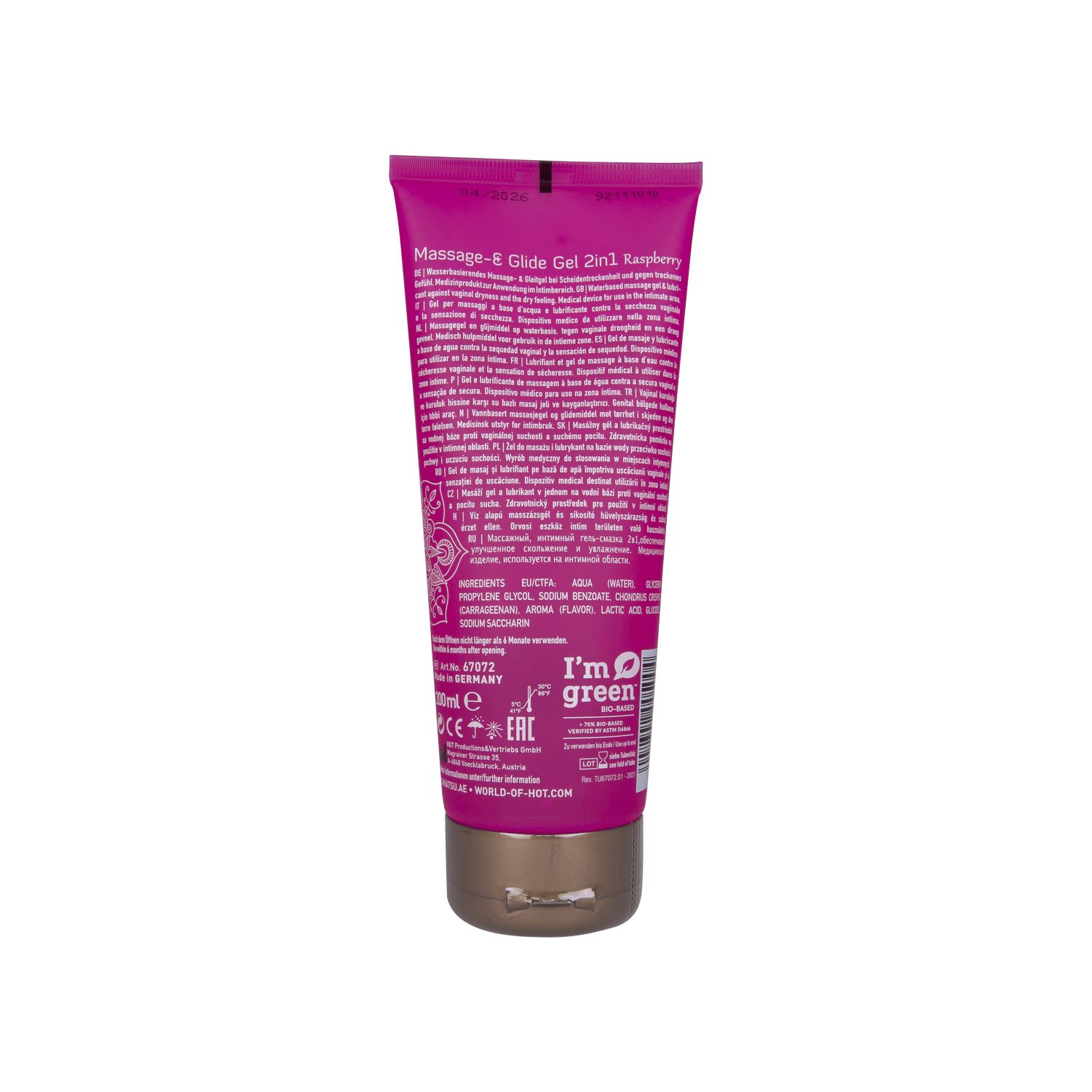 Massage- & Glide Gel 2 in 1 - Raspberry scent 200 ml Gleitmittel