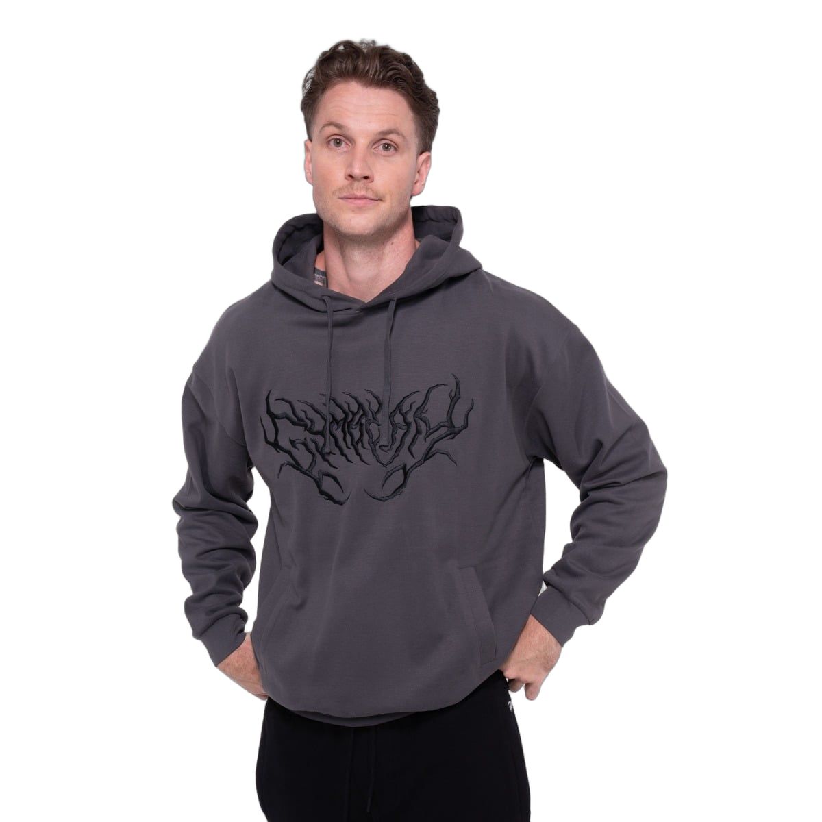 GymBeam Hoodie Herren Oversized mit Kapuze und Taschen in Grau Thorn 1 St