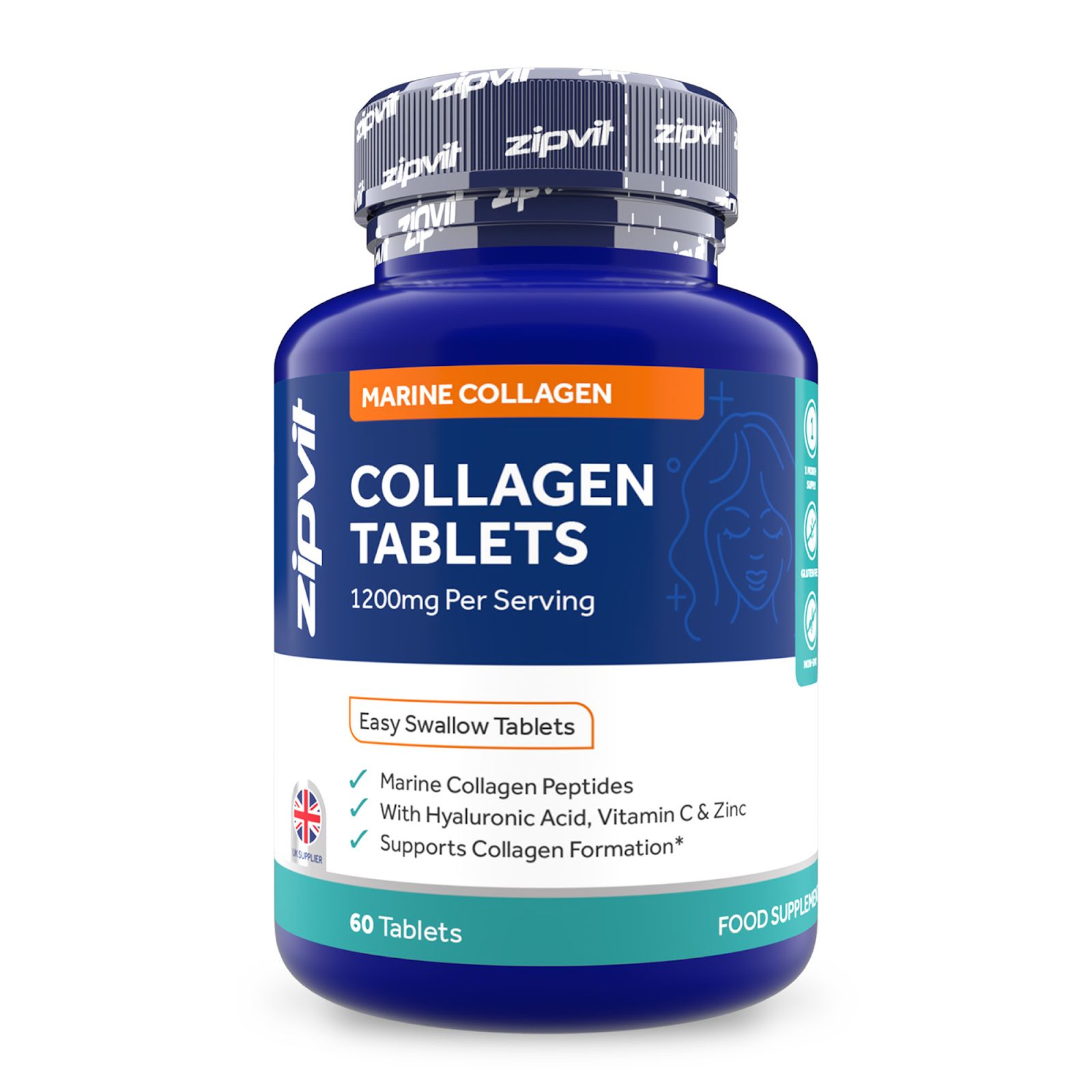 Zipvit Marine Collagen High Strength 1200mg - mit Hyaluronsäure & Zink