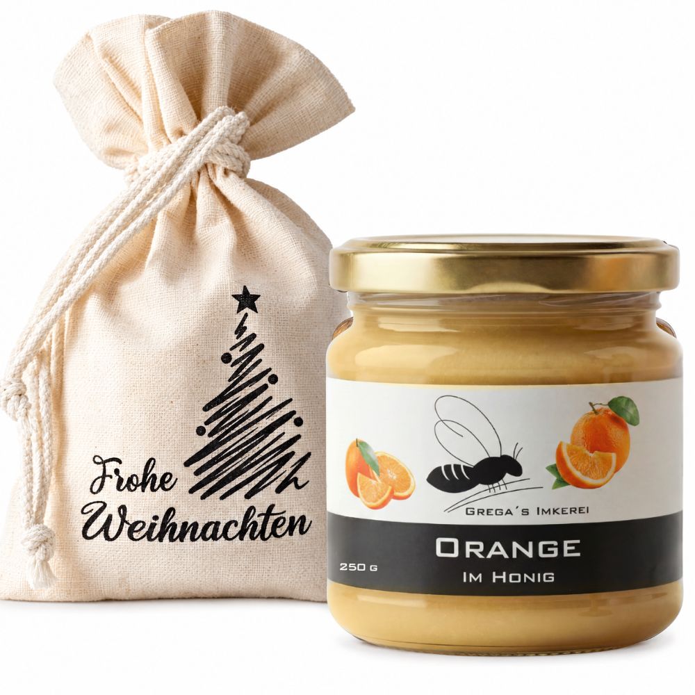 Honig im Geschenk-Säckchen Frohe Weihnachten mit Orange 250 g