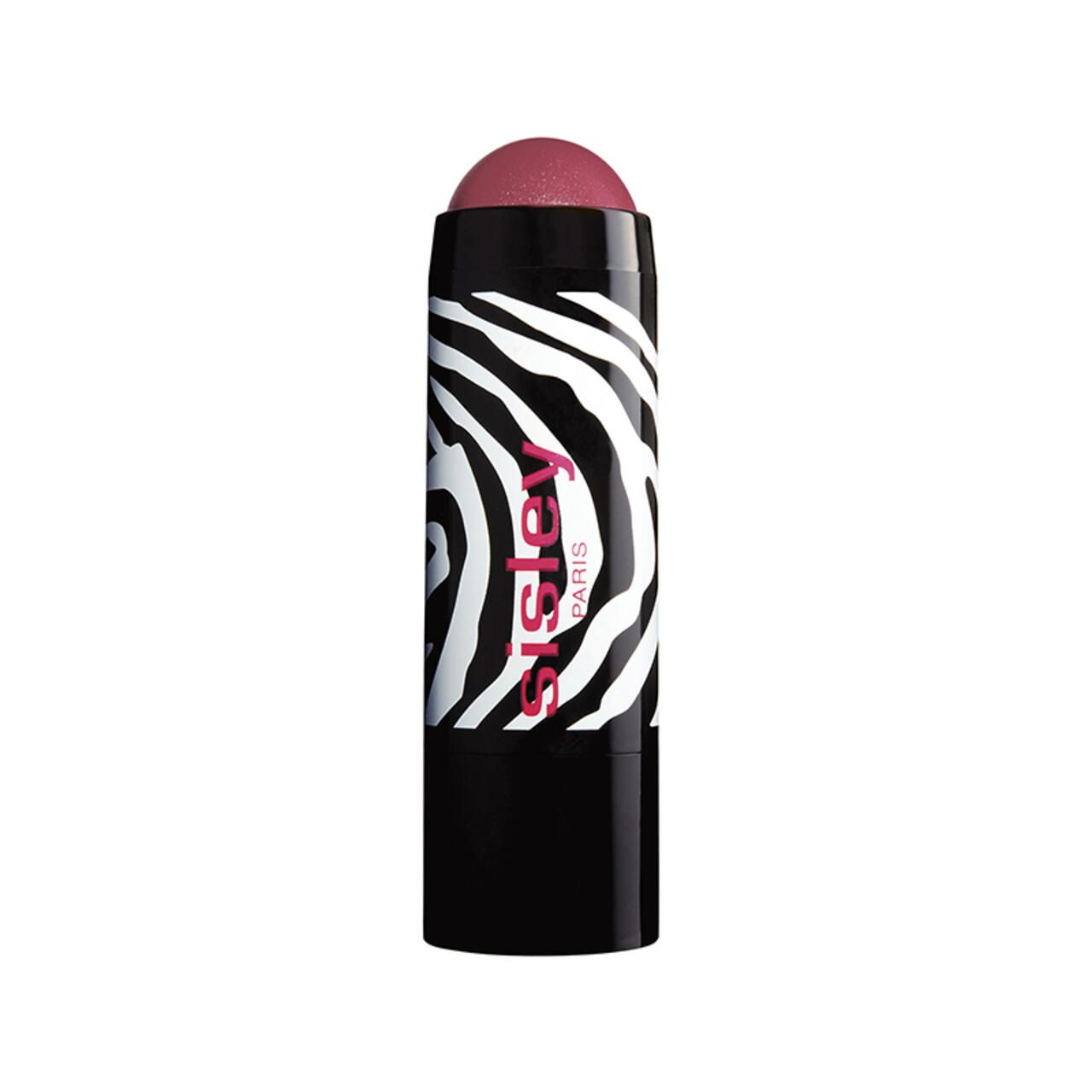 Blush-Stick mit rosa Spitze. Schwarzer Zylinder mit weißem Zebra-Muster und Sisley-Logo.