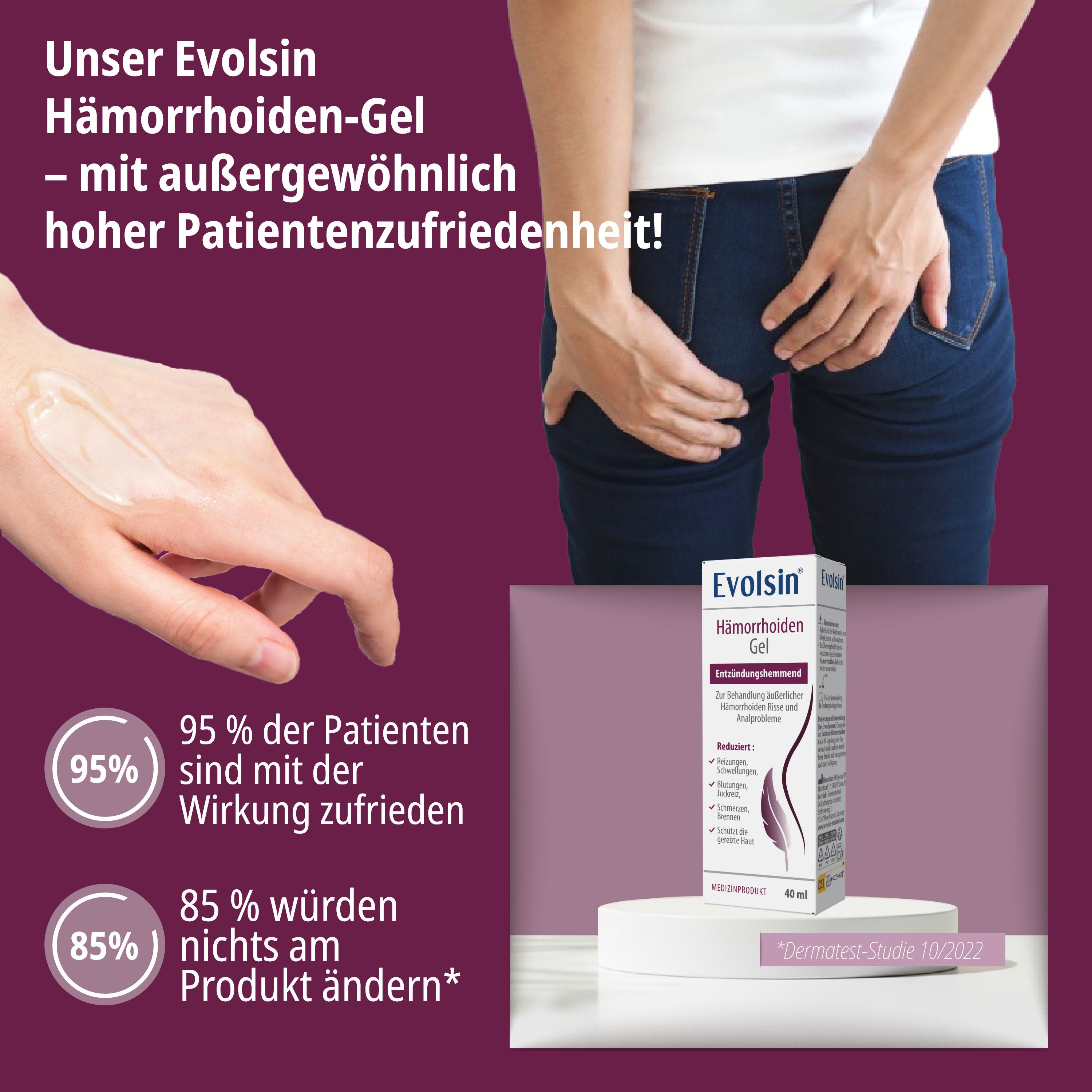 Evolsin® Hämorrhoiden Gel Doppelpack - Hämorrhoiden Salbe gegen Brennen, Schmerz & Juckreiz