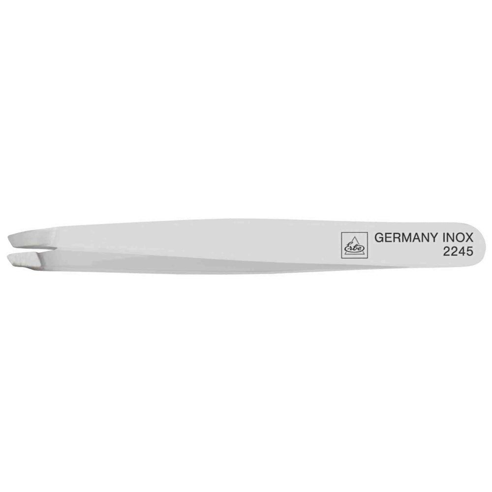 Schräge Pinzette aus rostfreiem Edelstahl, Made in Germany.