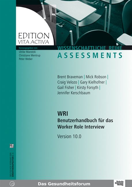 Buchcover. Titel: WRI Benutzerhandbuch für das Worker Role Interview. Reihe: Assessments. Herausgeber: Edition Vita Activa.