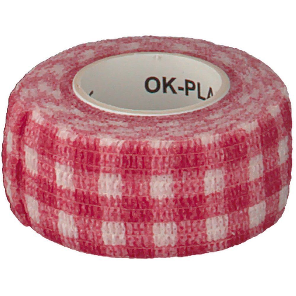 OK-plast Fingerverband rot kariert 2,5 cm x 4,5 m