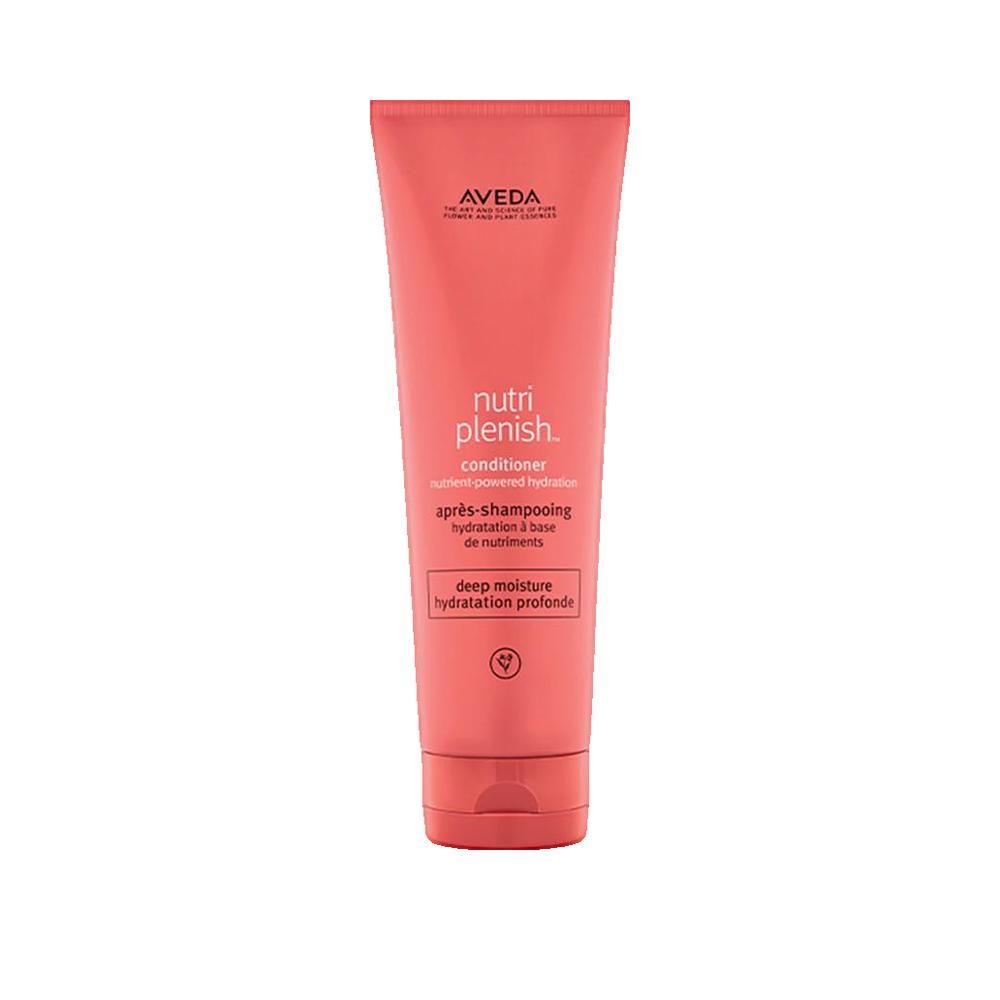 Rote Tube, Aveda Nutriplenish Conditioner. Text und Logo sichtbar.