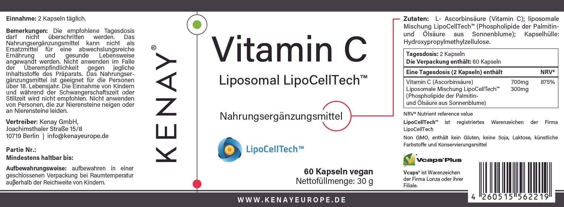 Vitamin C Liposomal LipoCellTech™ | KENAY®