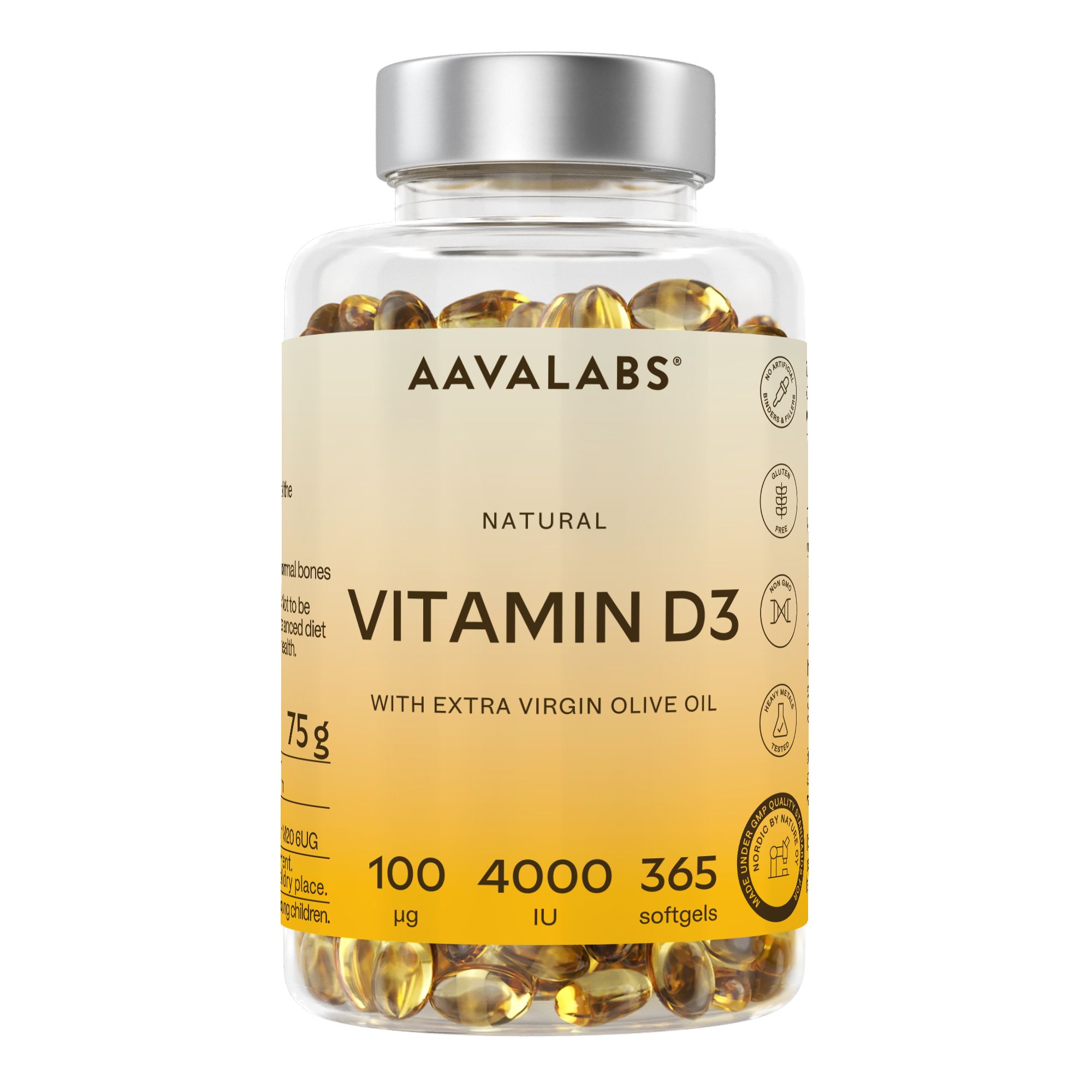 Aavalabs Vitamin D3 4000 IE | Vit D3 Hochdosiert | 365 Kapseln