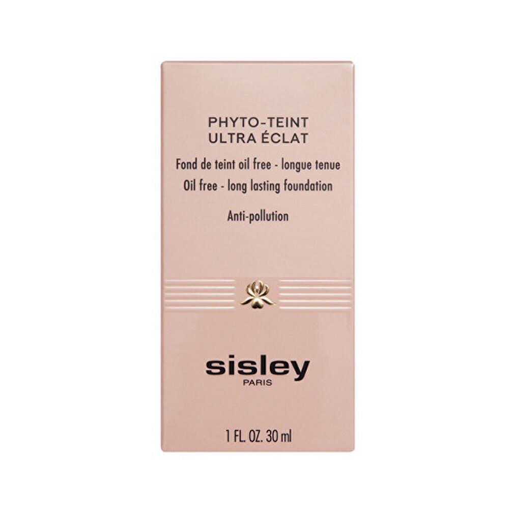 Sisley Phyto-Teint Ultra Eclat Foundation. Kartonverpackung. Text: oil free - long lasting foundation. Anti-pollution. 1 FL. OZ. 30 ml.