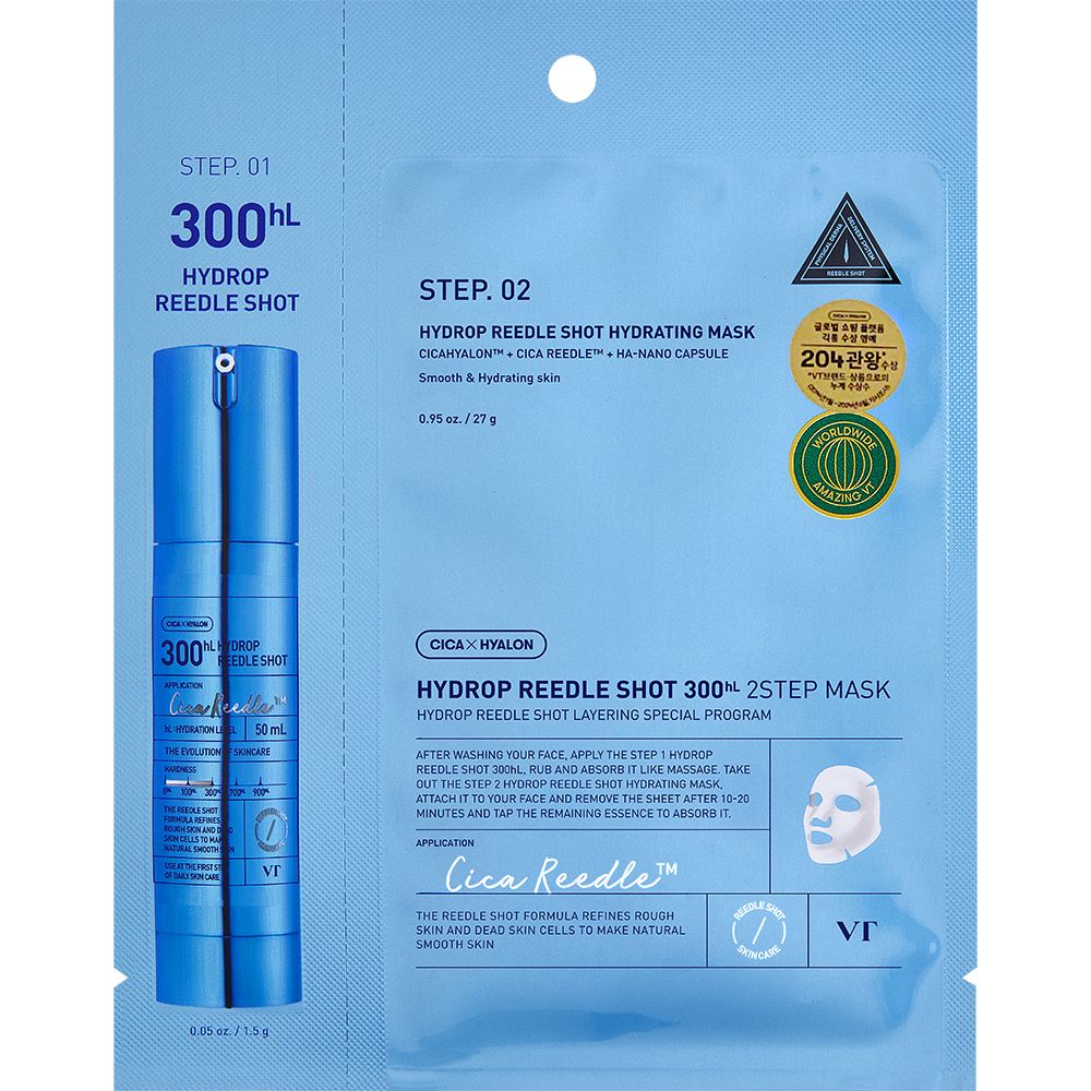 VT Cosmetics Hydrop Reedle Shot 300hL 2-Stufen Tuchmaske 28,5 St Gesichtsmaske
