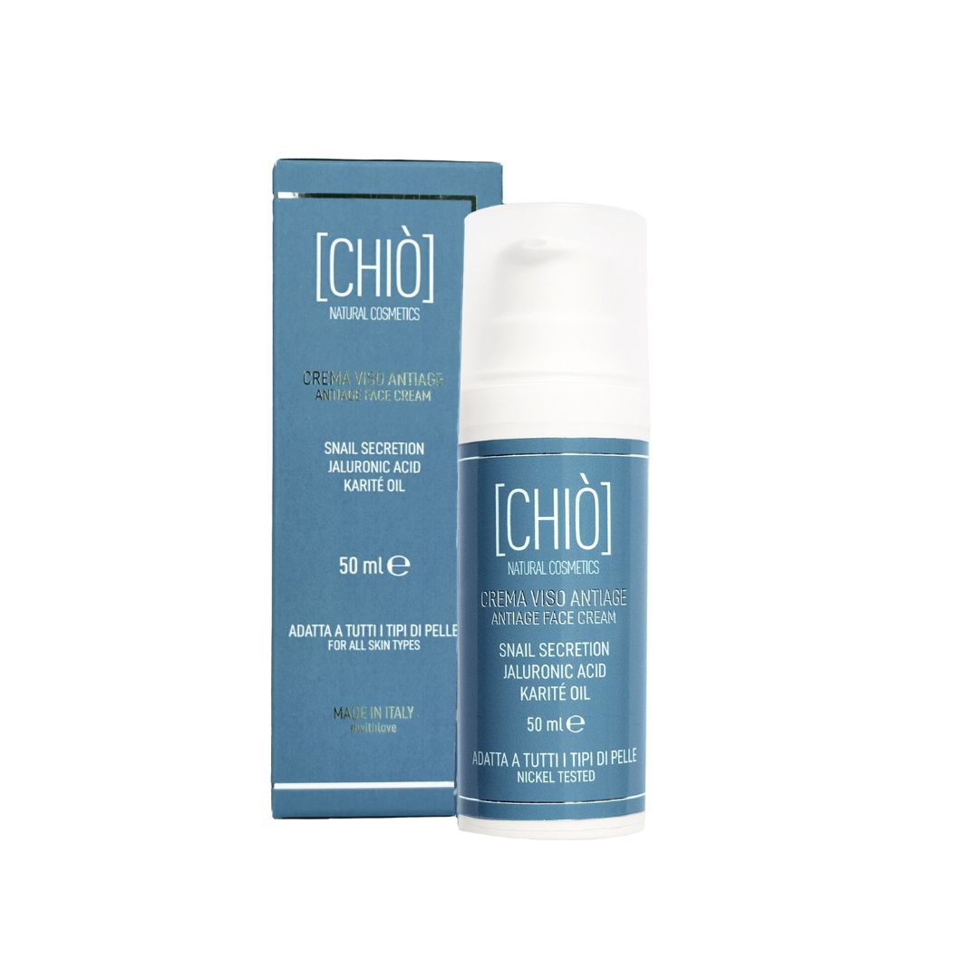 Chiò Skincare, Crema Viso Antiage con Bava di Lumaca e Acido Ialuronico, Tutti i Tipi di Pelle, 50ML